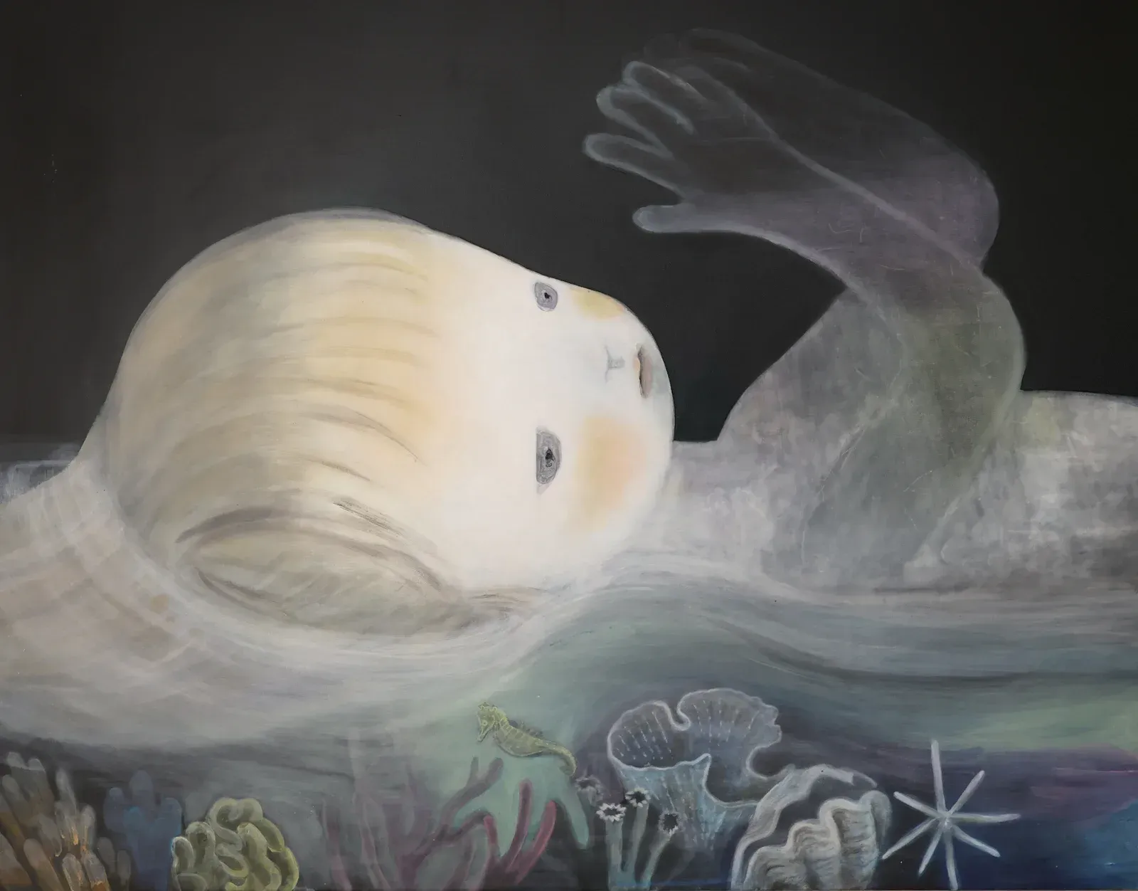 Ruo-Hsin Wu paints faceless figures suspended in pitch-black voids