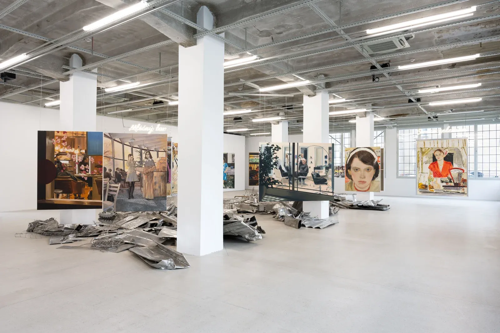 Exhibition view telegraph gallery, Olomouc, works by Paulina olowska, Caroline walker and Adela janska curate by Mira macik 