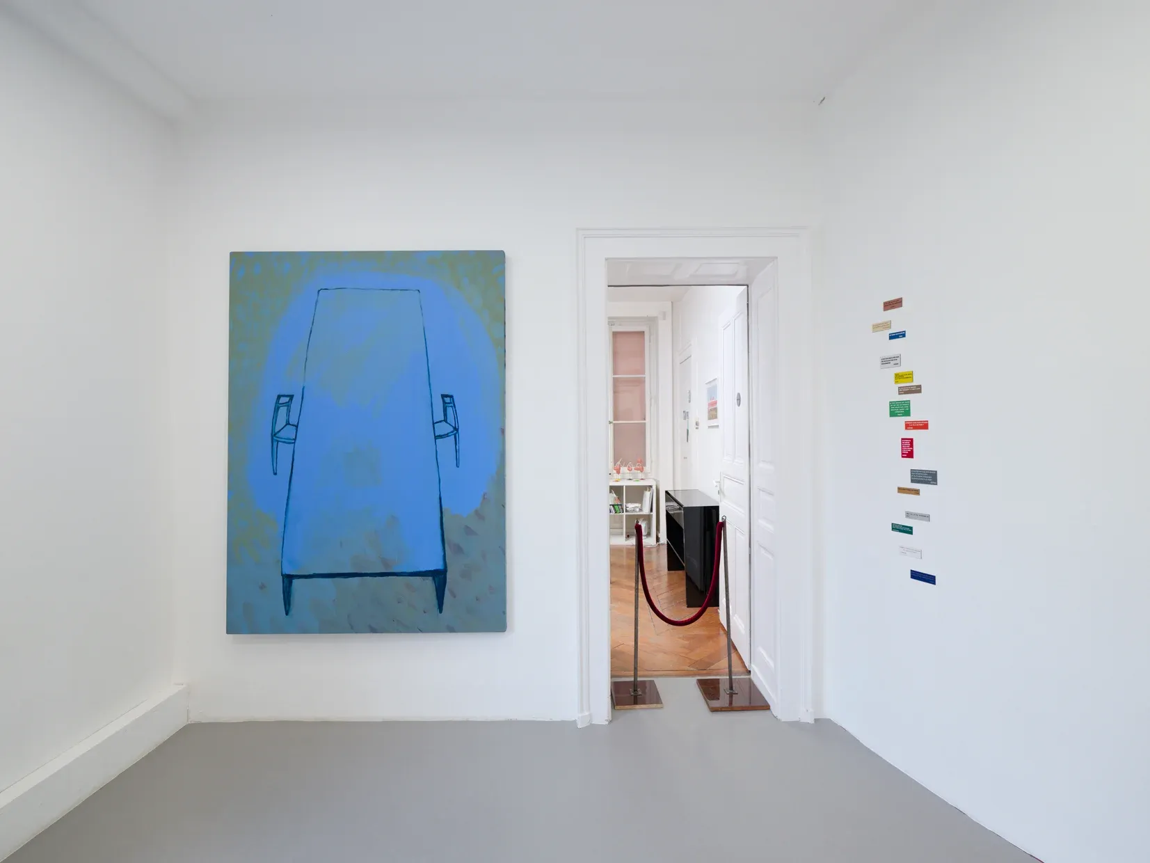 Flo Kasearu exhibition view with The Table Knows I and Party Next Door (2026), Villa du Parc.