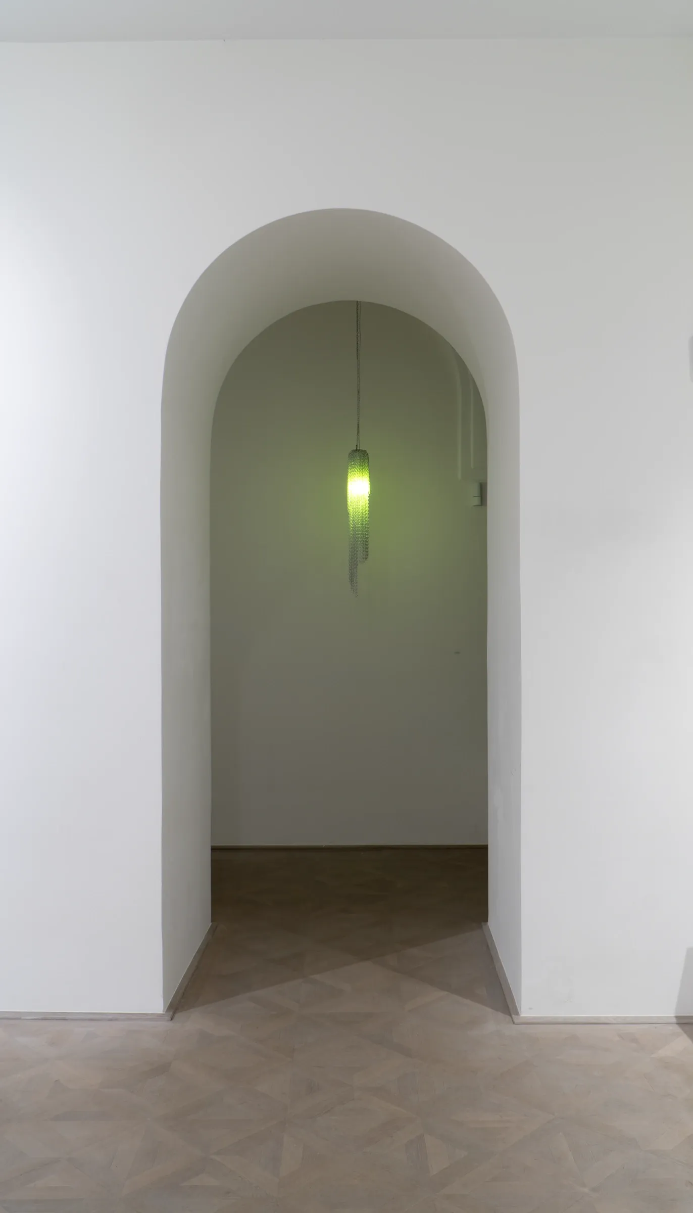 Lorenzo Zerbini, We meet at nightfall, Lamp metal skeleton, installation view curated by Julia harrauer for ag18 gallery vienna