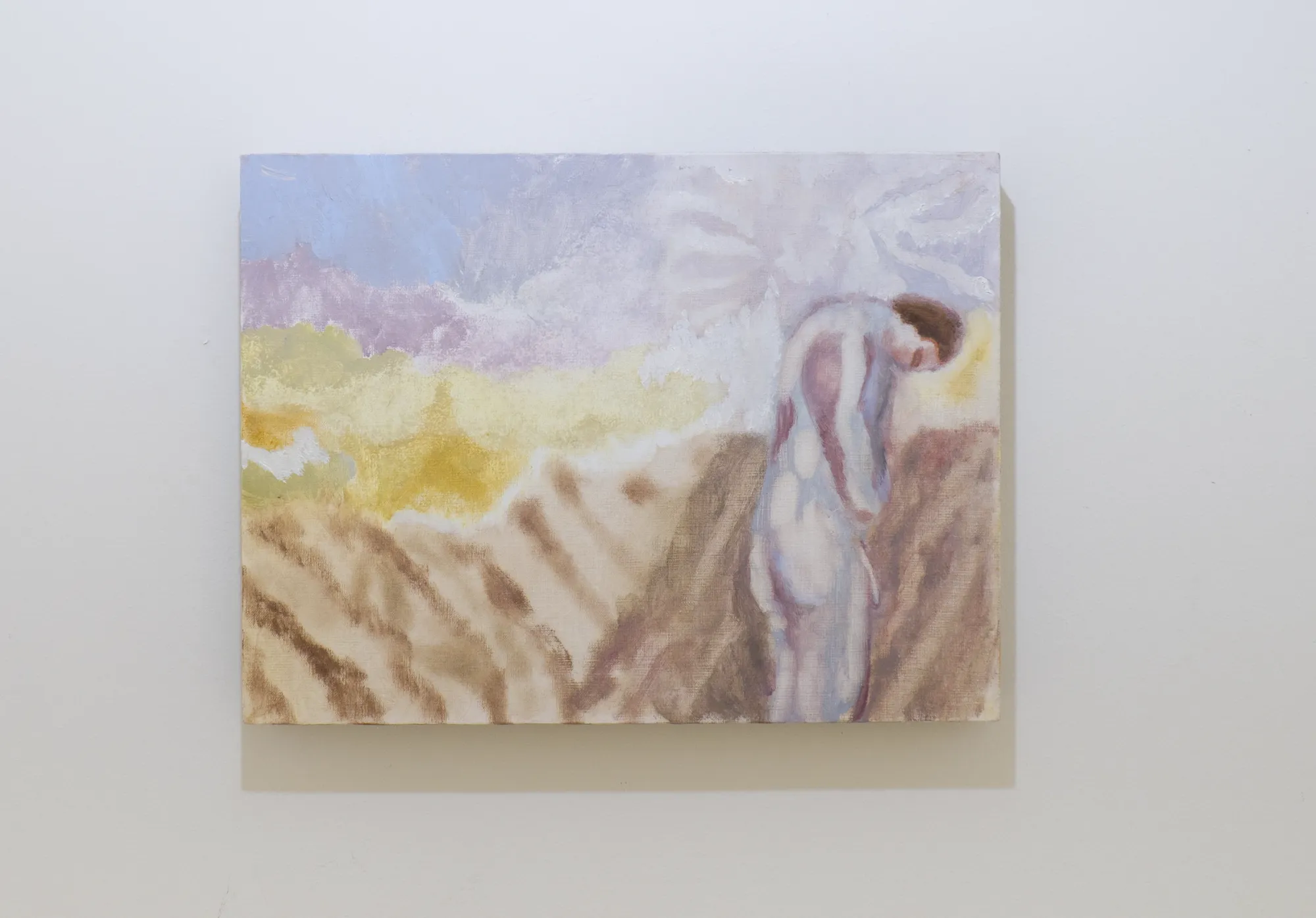 Maks Rz, artist, back problems, heavy lifting, Oil on canvas, for AG18 gallery exhibiton view curated by Julia harrauer