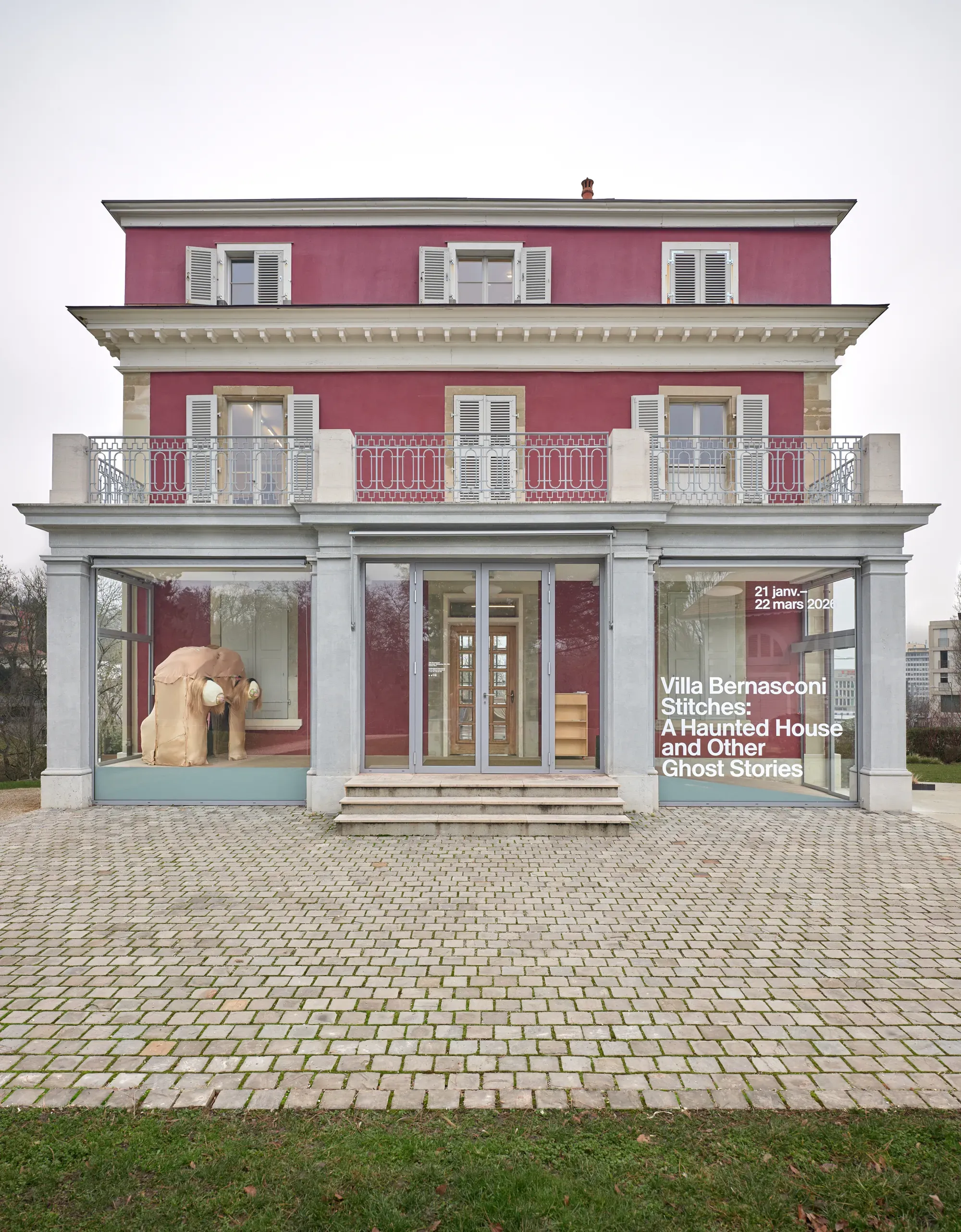 Exterior view of Villa Bernasconi in Lancy, Geneva, venue of the exhibition “Stitches: A Haunted House and Other Ghost Stories”, 2026.