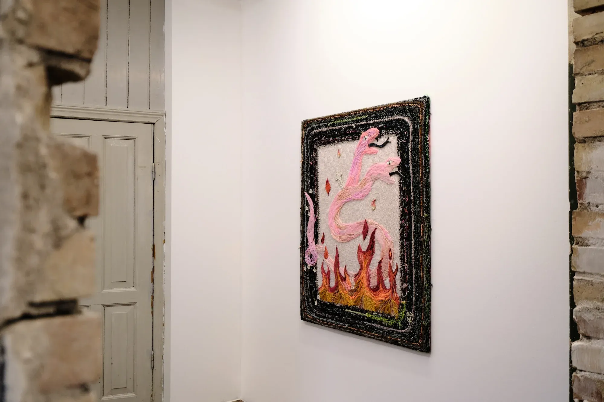 Textile artwork by Julie Wittrup in the exhibition Echo at HAGD Contemporary, Aalborg, Denmark