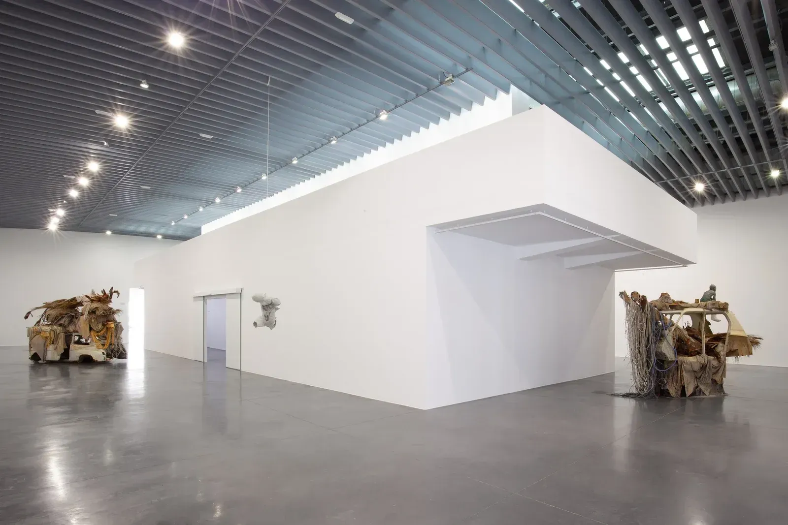 Michele Gabriele artist feature on catapult munchies art cub -  Exhibition View - I warn you in the sweetest way, solo exhibition curated by Carles Àngel Saurí at EACC, Castellón de la Plana, Spain, featuring acrylic on canvas and painted wooden structure, 2025. Image courtesy of the artist, Ashes/Ashes, New York, and EACC. 