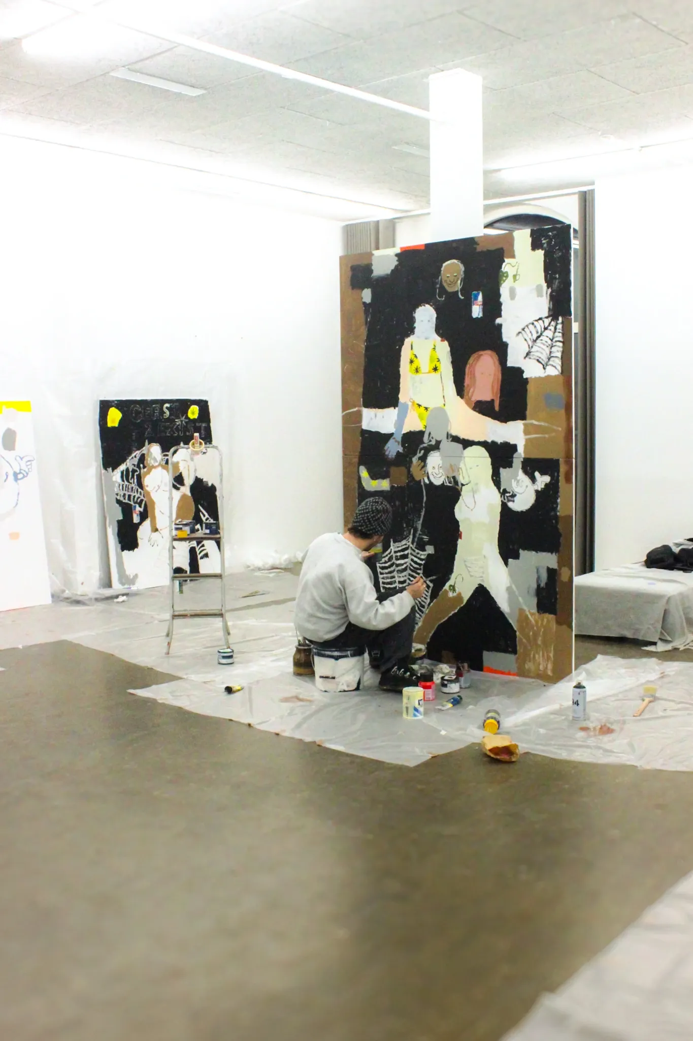 Abel Kabel GOT GUTS 2026 installation in progress large figurative painting Jacob Bjorn Gallery Aarhus Artist in Focus by Catapult