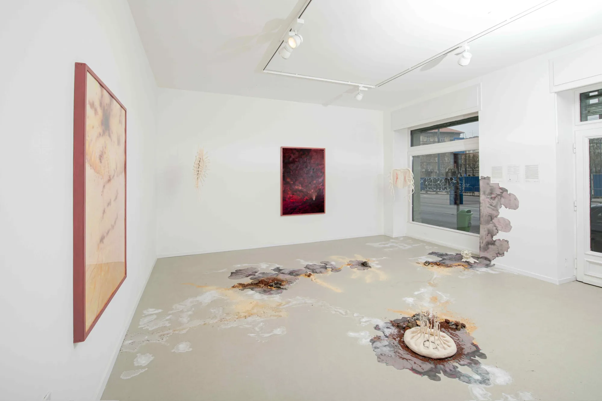 Archive of Contact installation view exhibition space Liget Gallery Budapest 2026 Csatlós Asztrid Metzing Eszter interior