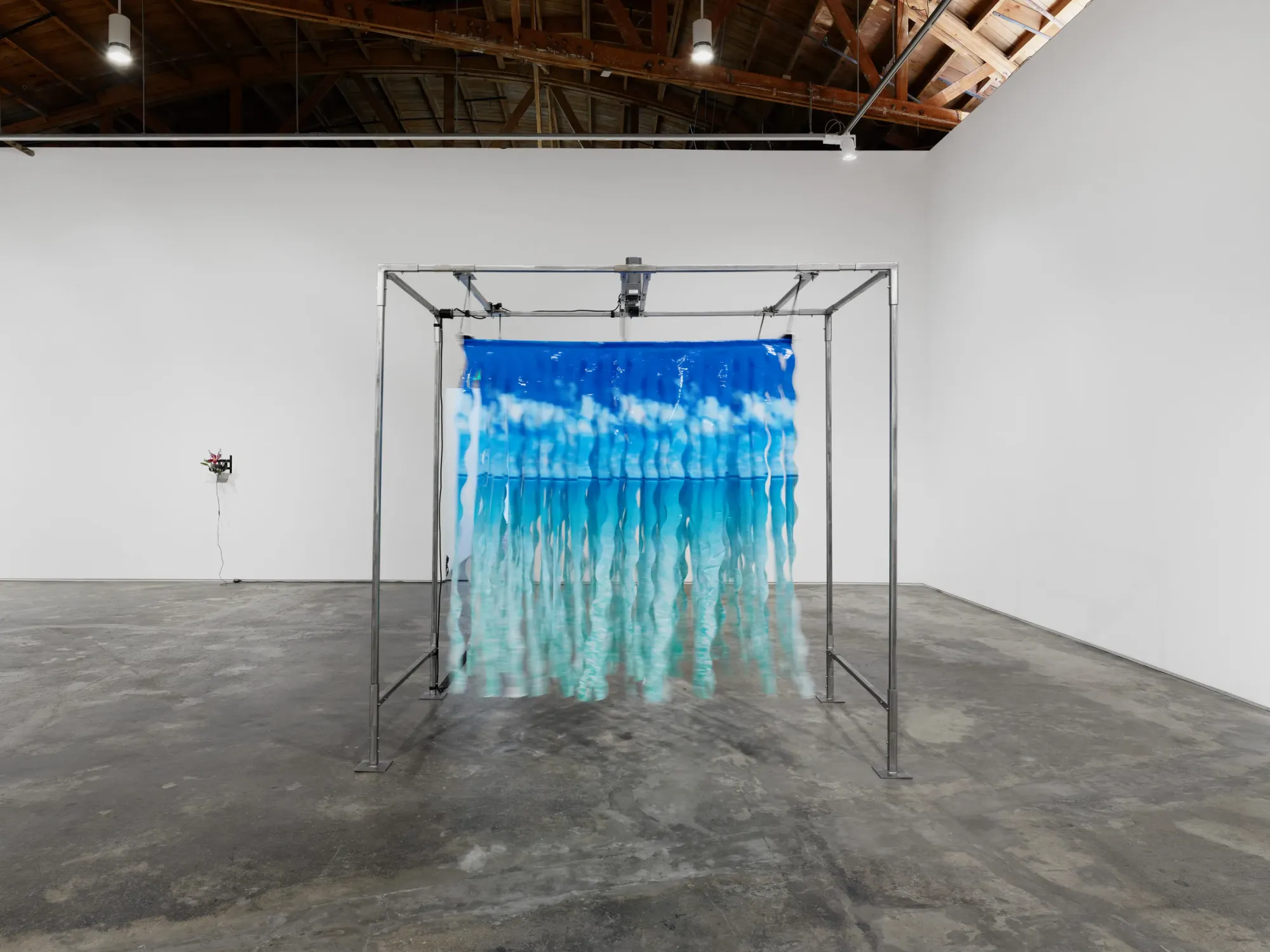 Rachel Youn, kinetic installation, current exhibition at night gallery Los Angeles, called factory doomscroll