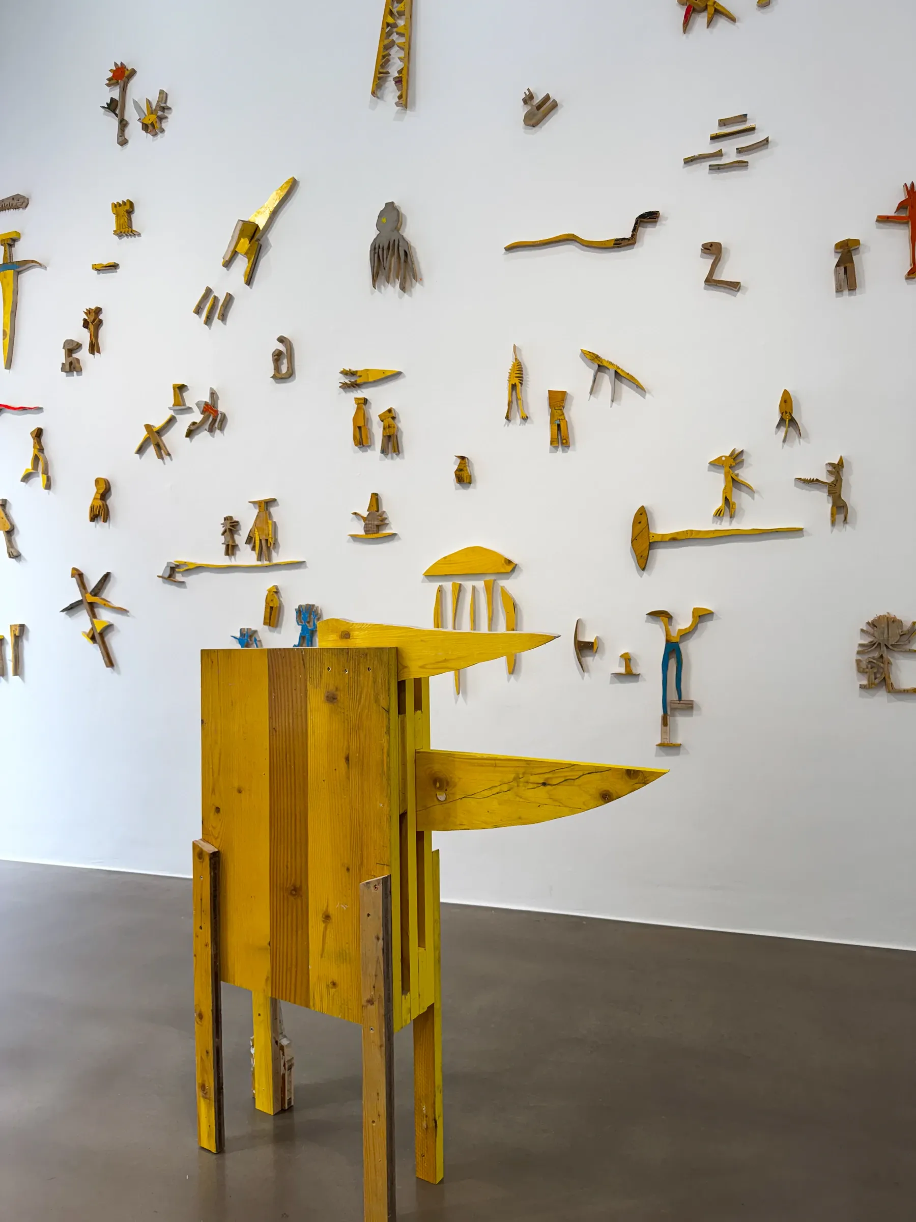 curated by katharina Hoffmann , Ernst Koslitsch , installation view, cosmic trigger, yellow wood
