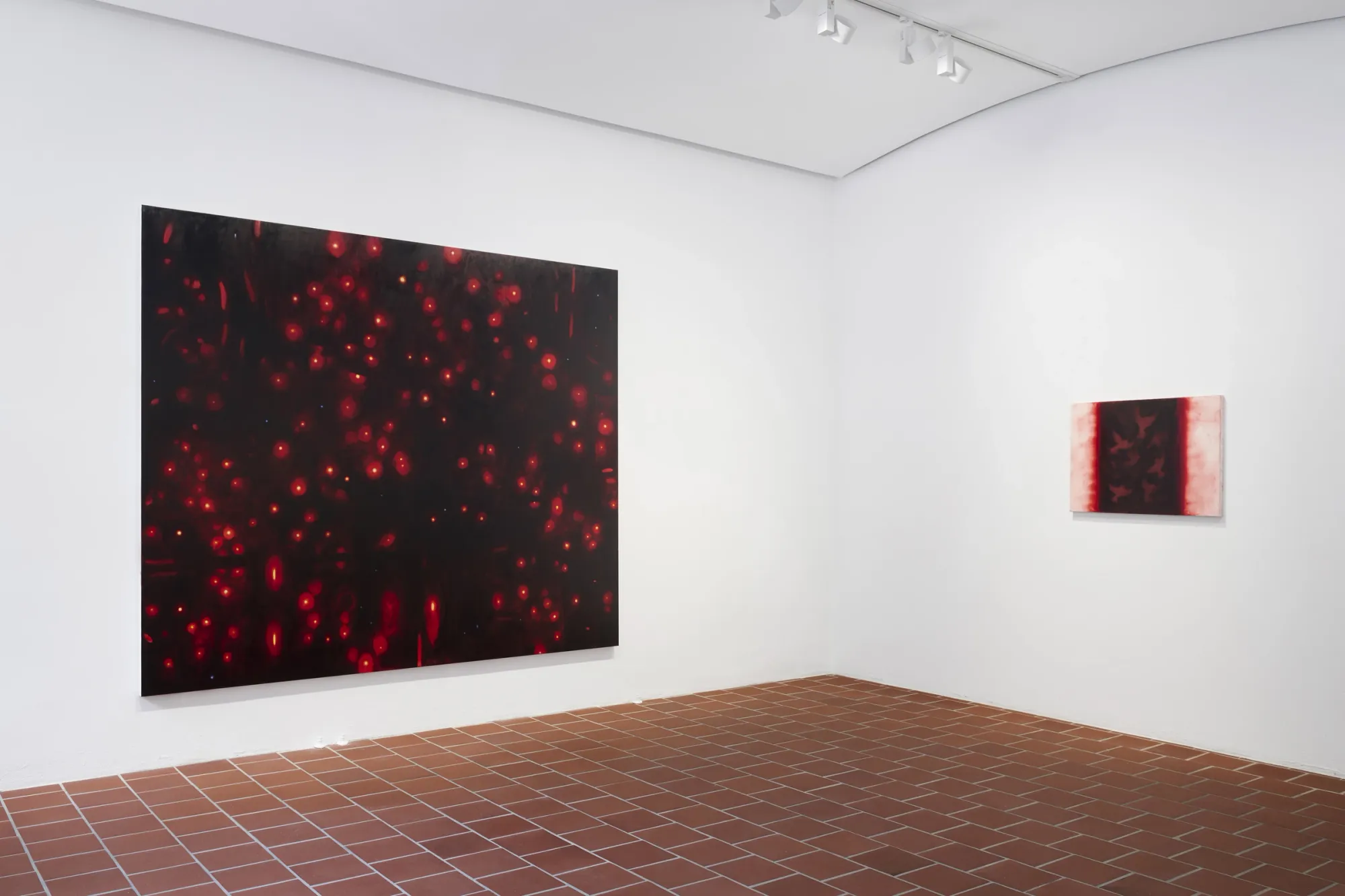 julia Selin, Sun's Show, Galerie Leu, Munich, 2026, installation view corner room with This world