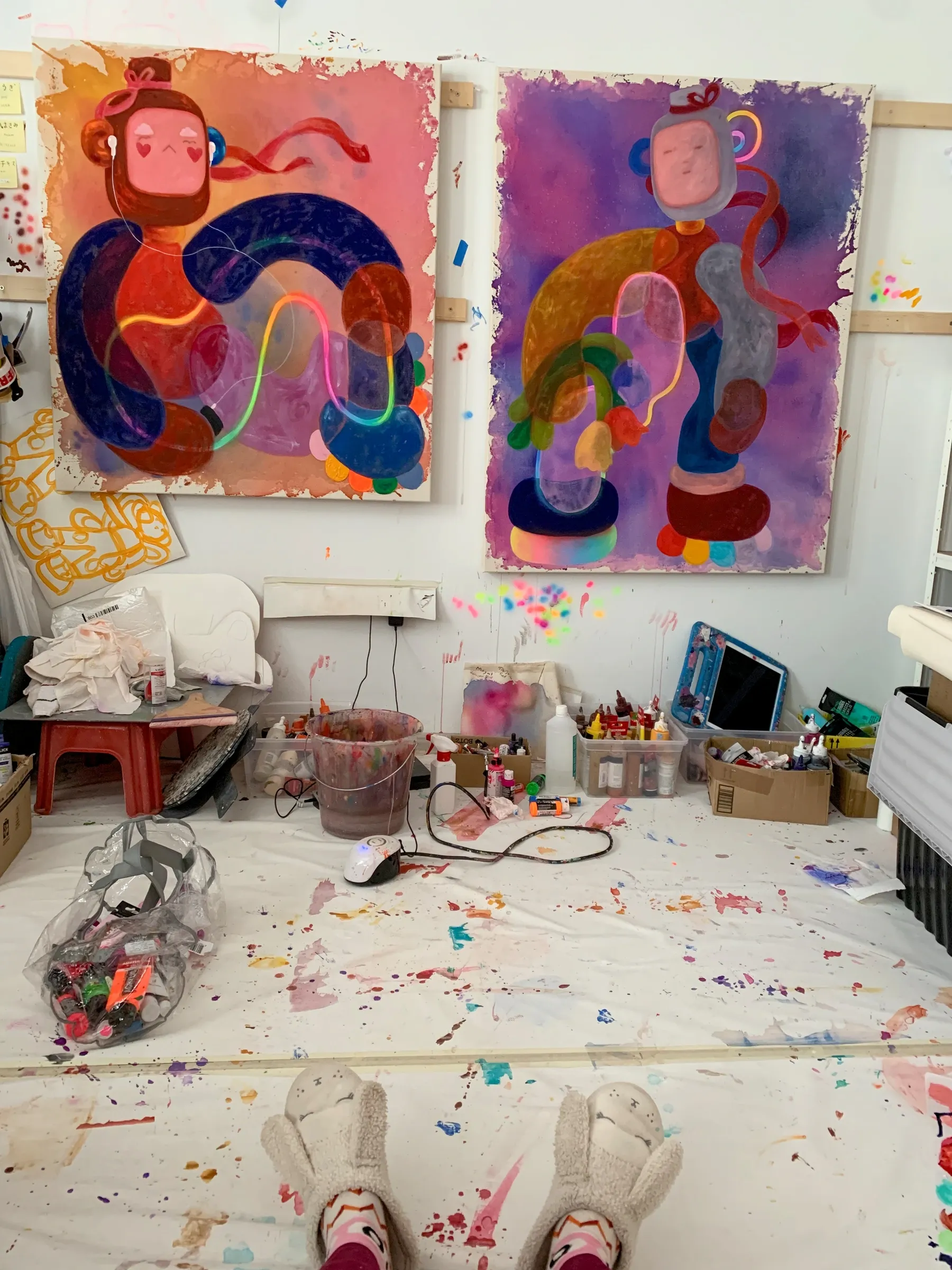 super future kid insight her German studio with new paintings and ceramic works