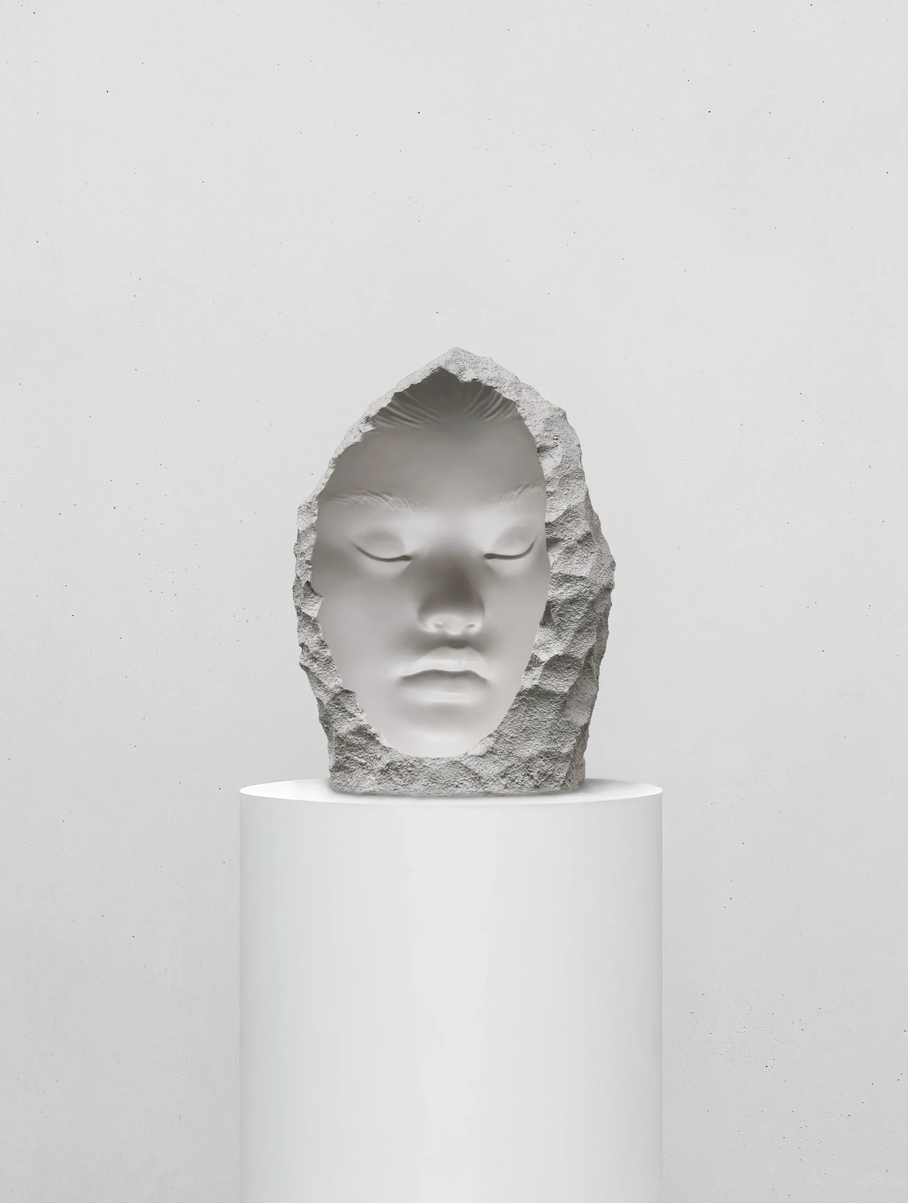 Alejandro Monge, The Inverse Shapes VI, LA BIBI Gallery, Palma, 2025, androgynous face stone garden