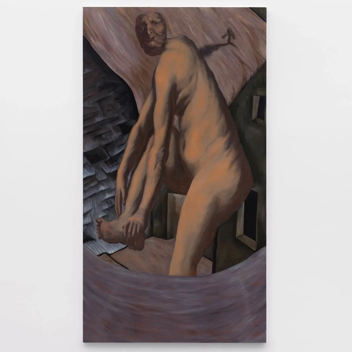 Justin Ortiz, “Giant”, 2026. Oil on linen, for babst gallery Los Angeles currently on view, figurative painting