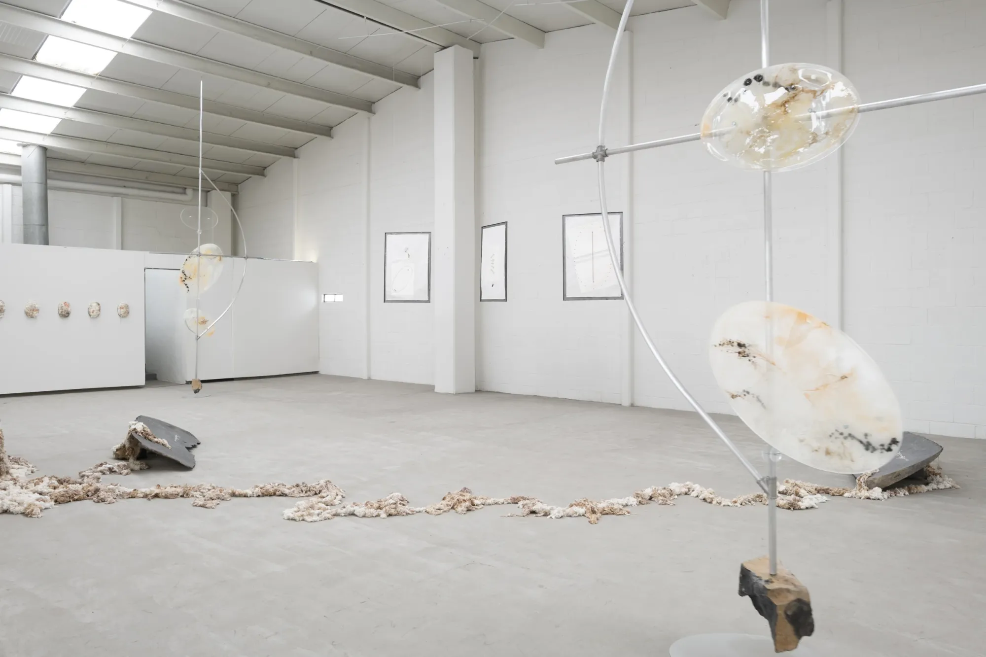 Sara Kieffer & Lucien Woodtli KiefferWoodtli, AXES, Alvarez Chida, Mexico City, 2026, installation view with Pendulum sculptures and Index wall pieces