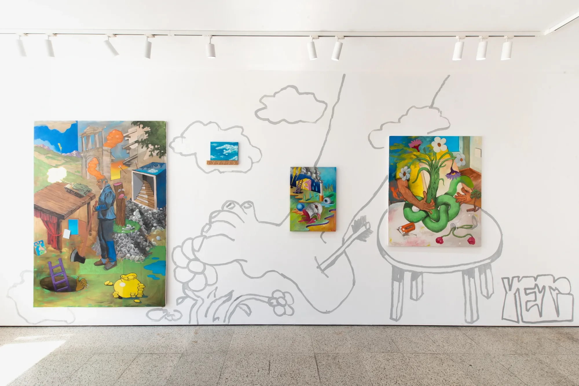 Edit Gallery, Limassol current exhibition, painting, wall installation, figurative art