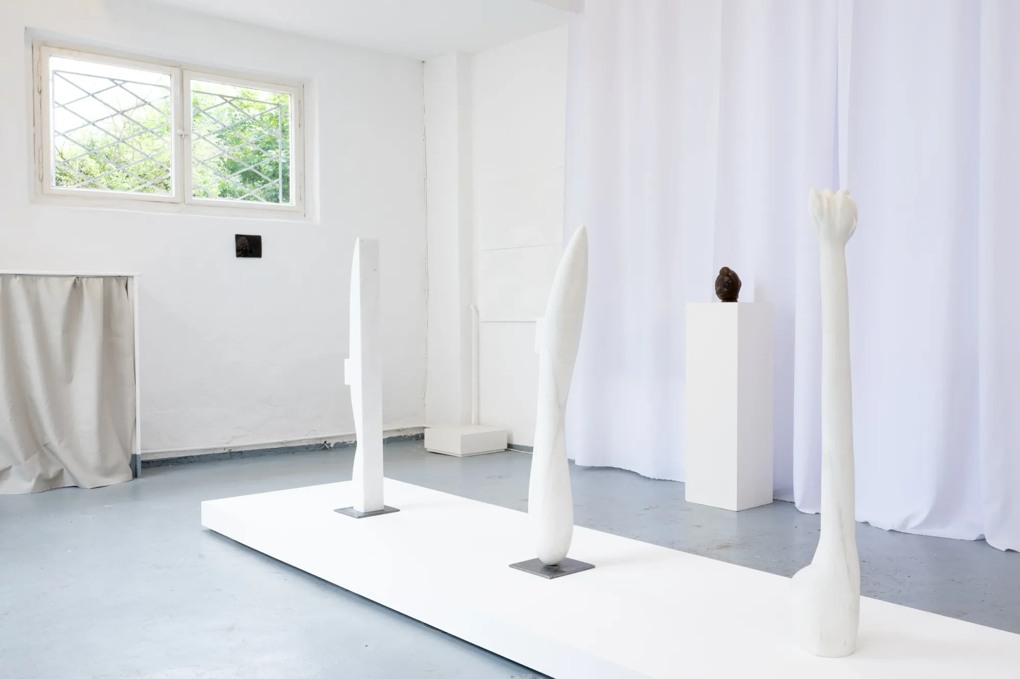 Charis Judith Smith, We Are Being Carried Somewhere, studio, Berlin, 2026, installation view, sculptures in studio