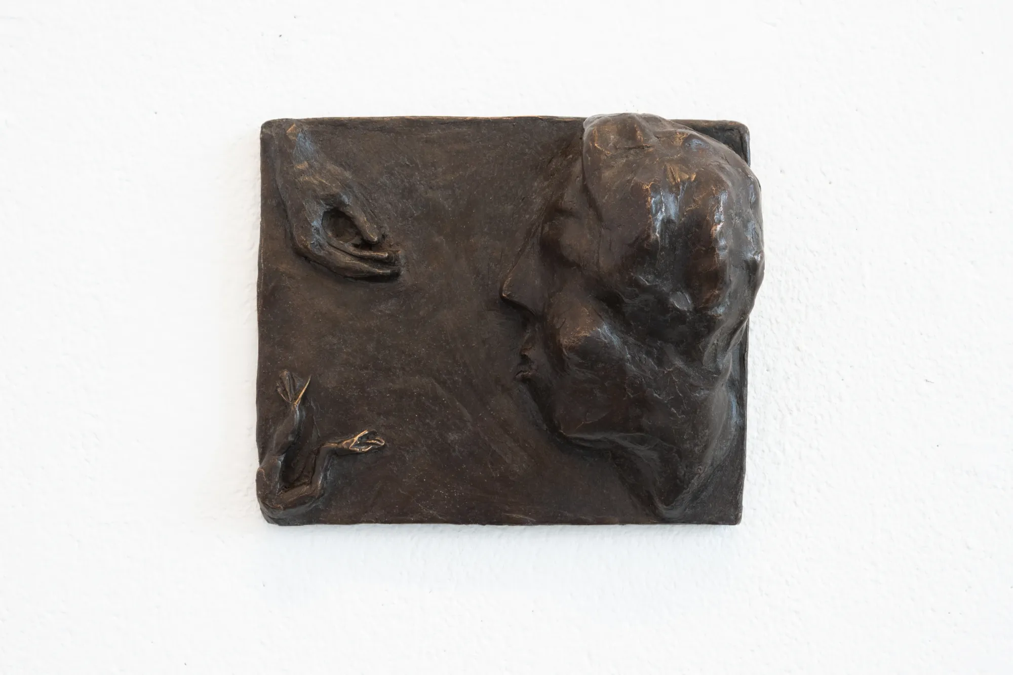 Charis Judith Smith, We Are Being Carried Somewhere, studio, Berlin, 2026, wall-mounted bronze sculpture, detail view