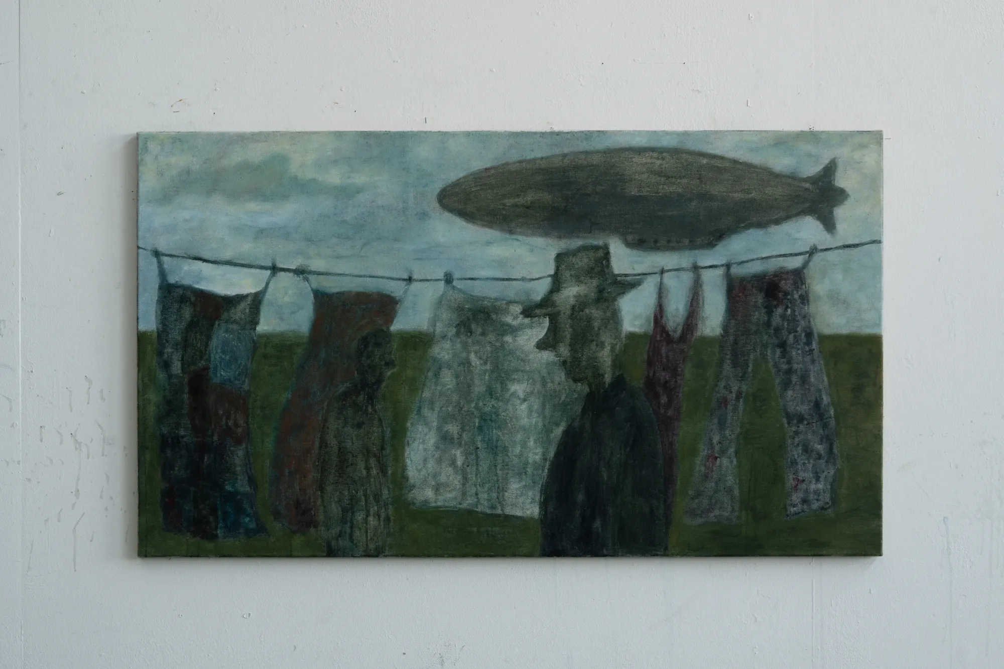 Joan Bonnemaison, Daylight Phantasmagoria, Antwerp, 2026, installation view with two smaller paintings