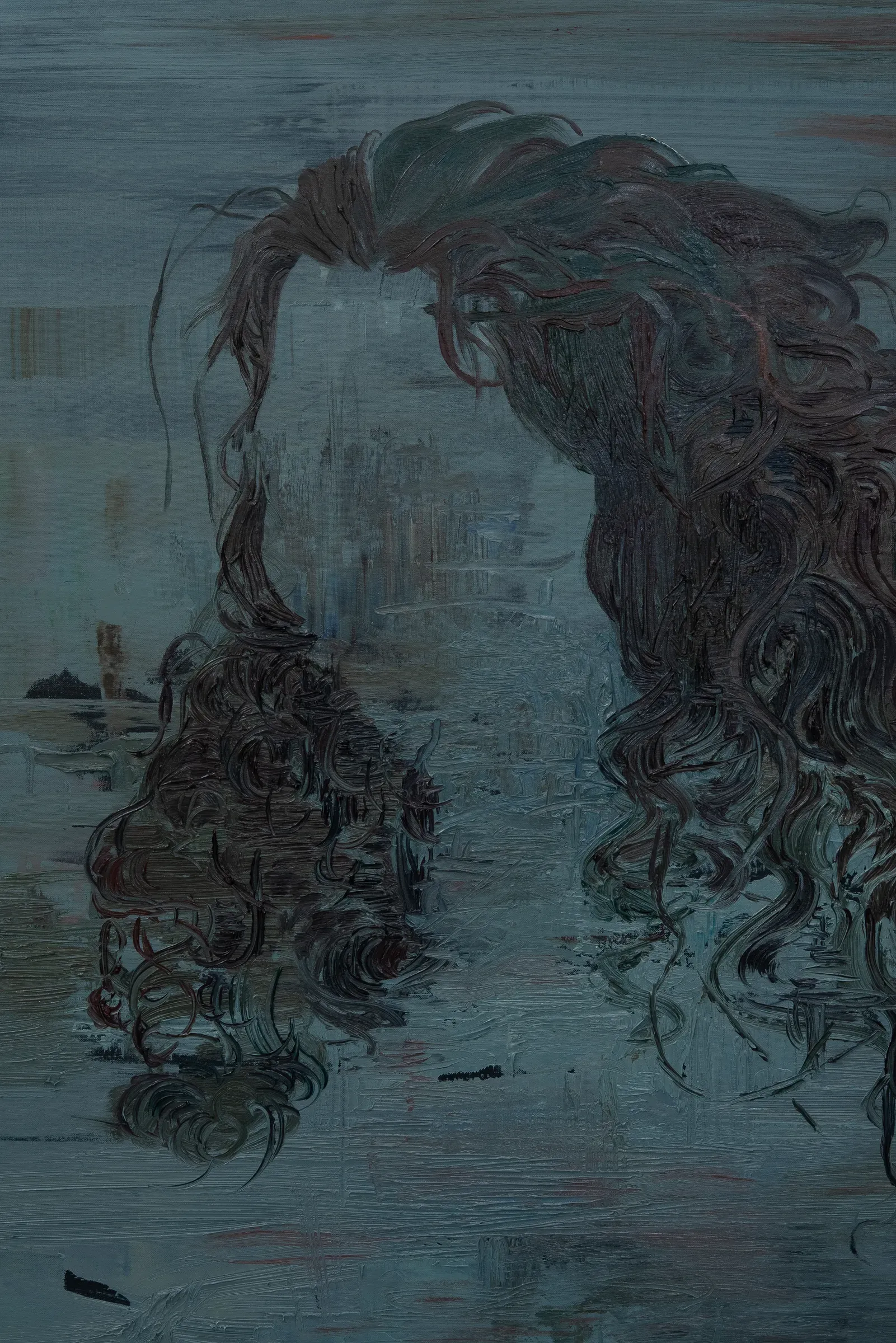 Kamil Kukla, Silva, Pani Domu, Poznań, 2026, detail, Ewa, diving figure into orange water