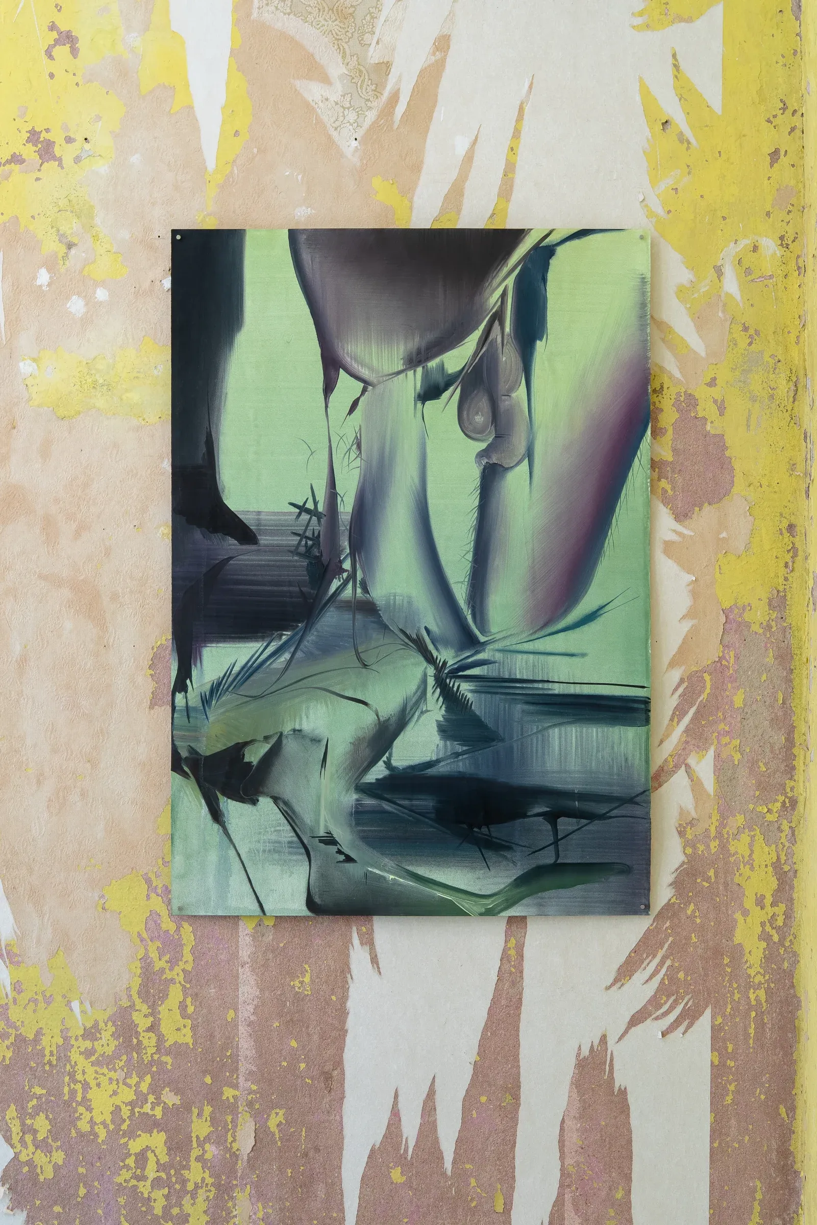 Kamil Kukla, Silva, Pani Domu, Poznań, 2026, untitled gouache on paper, green abstracted figure