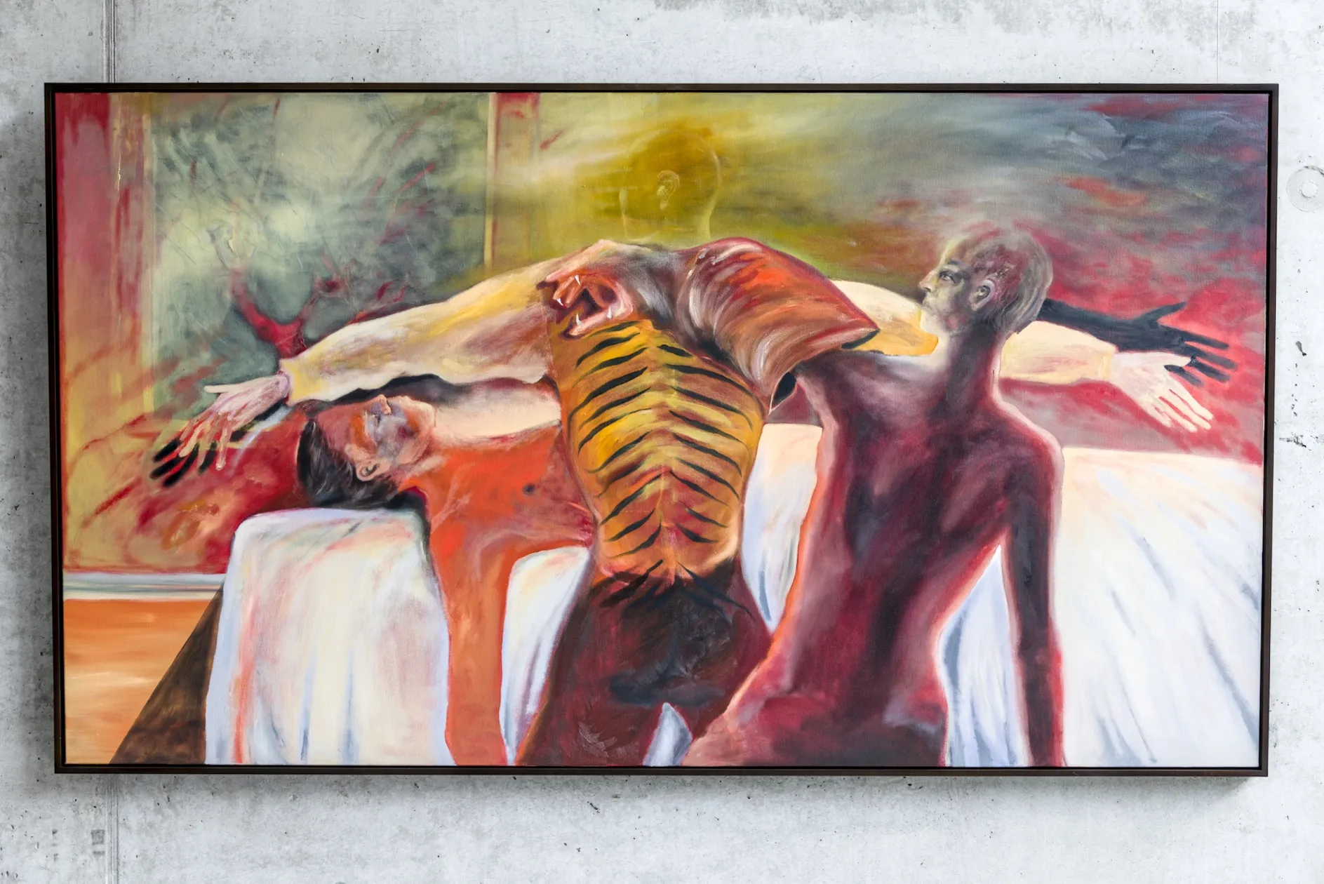 Angela Maasalu, Thinking about the news, 2026, oil on canvas, catapult contemporary art platform review