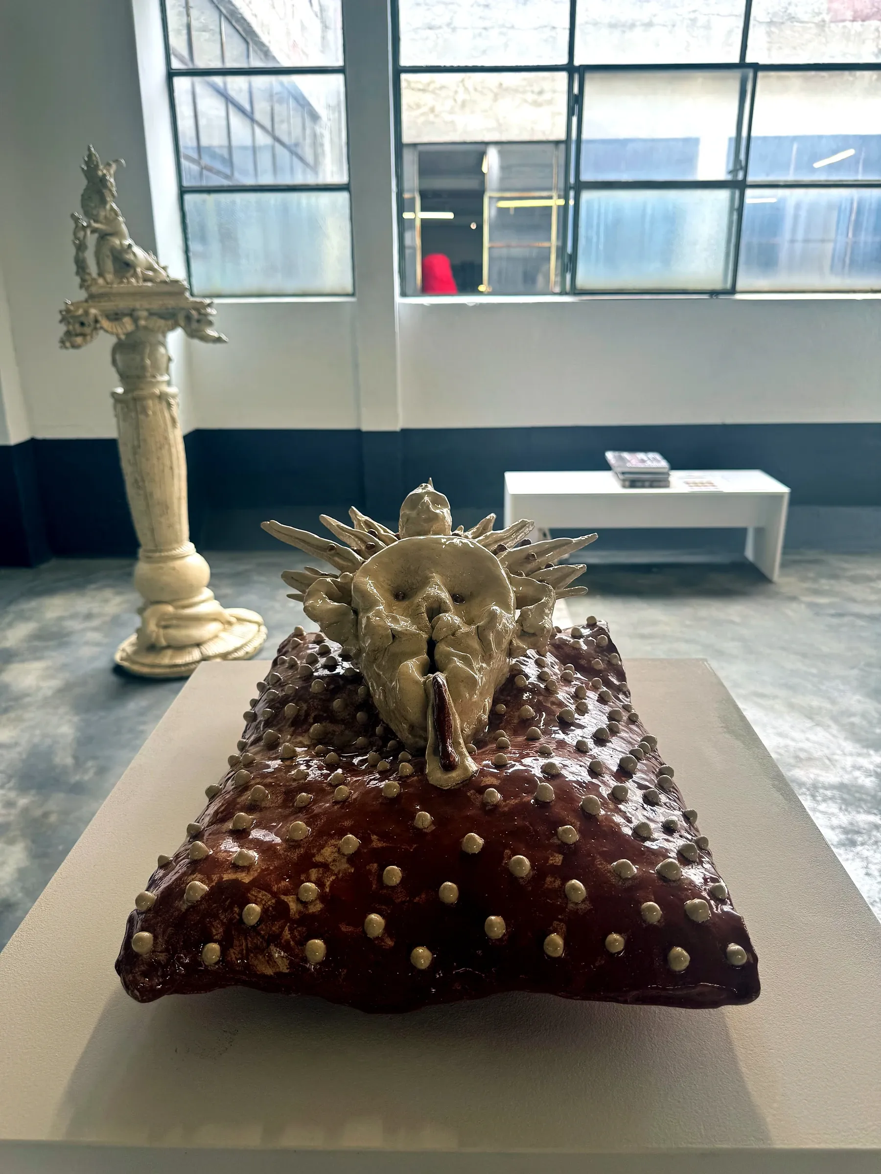 Close-up of a ceramic sculpture by Austrian artist Elmar Trenkwalder, presented by Giese & Schweiger at Astoria Art Show Vienna 2026. Catapult contemporary review new art fair vienna