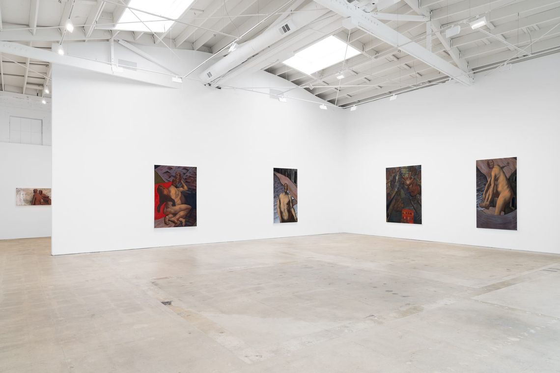 Justin Ortiz at Babst Gallery Los Angeles exhibition view with paintings figurative ask fro will I live again 