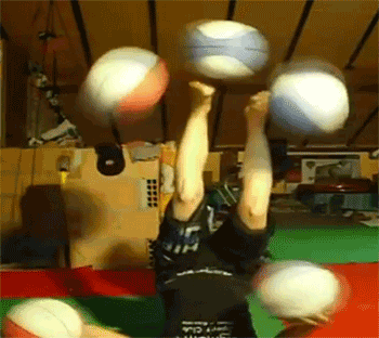 Person juggling multiple balls, symbolising an artist balancing Instagram, TikTok, and LinkedIn for visibility and engagement.