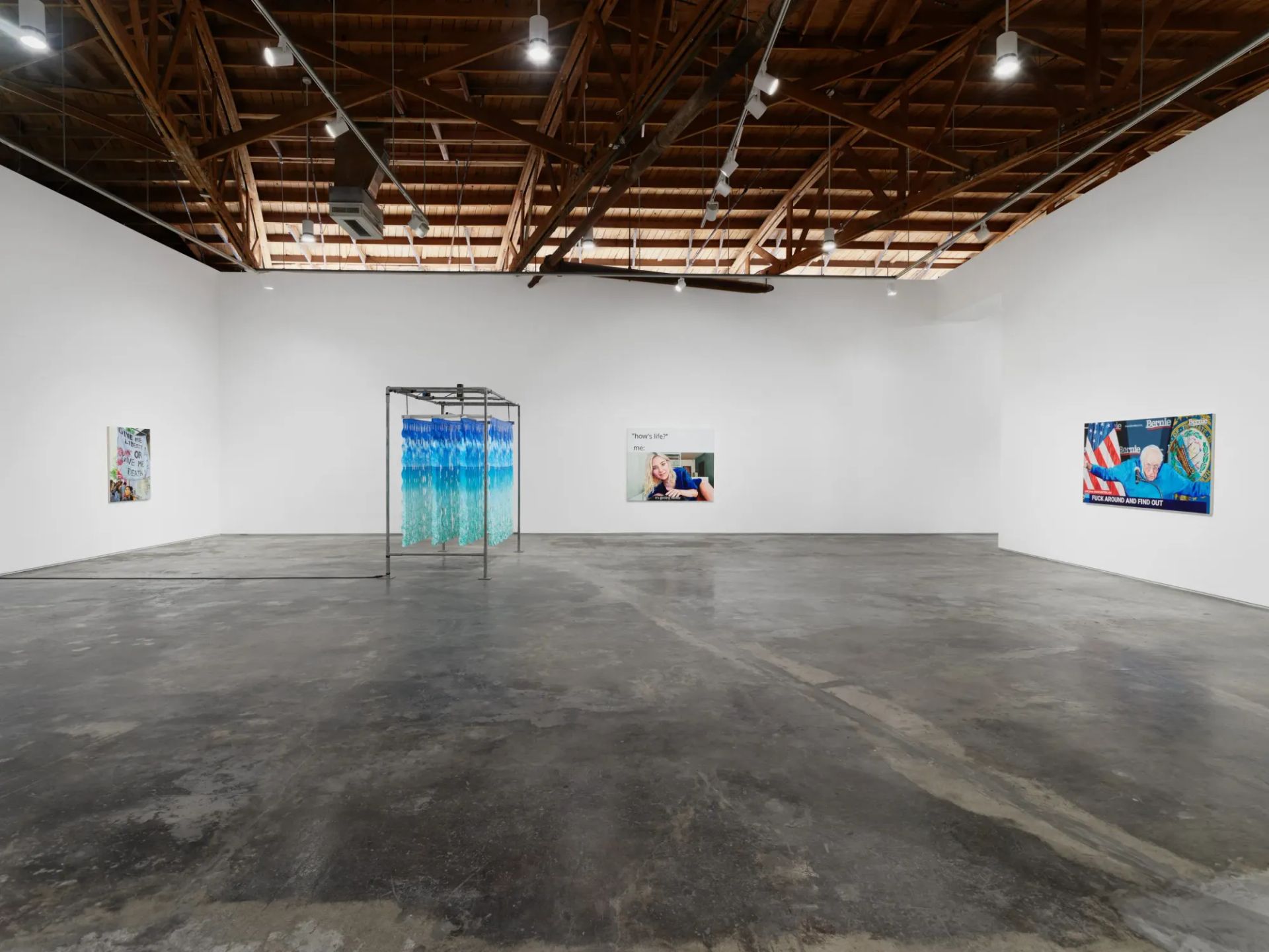 Night gallery current exhibition Factory doomscroll - Installation View with Artworks by Artist Christine Tien Wang and Rachel Youn