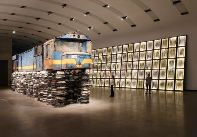 Kunsthalle wien , current exhibition with Ibrahim Mahama is a must see visit worth it! a big train, with thousands of rusty metal bowls 