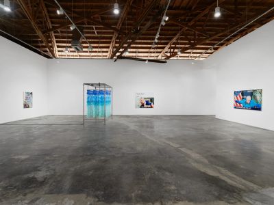 Night gallery current exhibition Factory doomscroll - Installation View with Artworks by Artist Christine Tien Wang and Rachel Youn