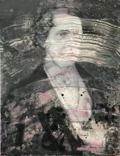 Leonardo Vargas, Daguerreotype, oil on board, portrait with face rendered in striated, grain-like brushwork Catapult contemporary artist in focus 