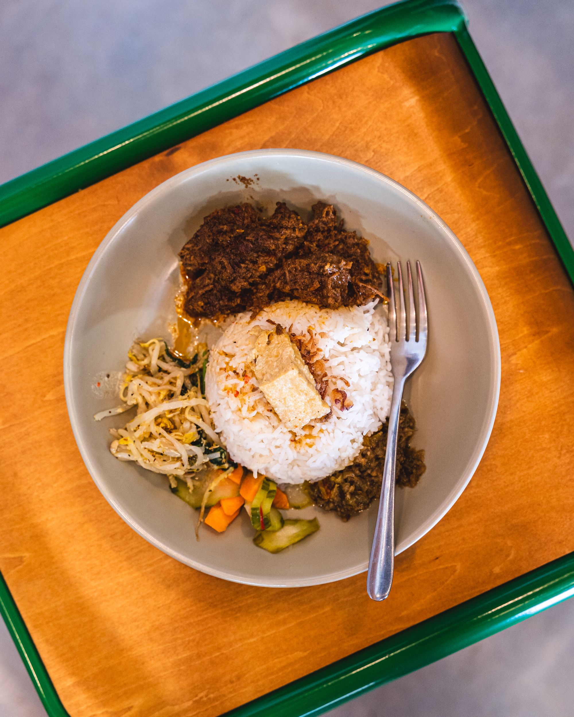 Overhead shot of beef rendang