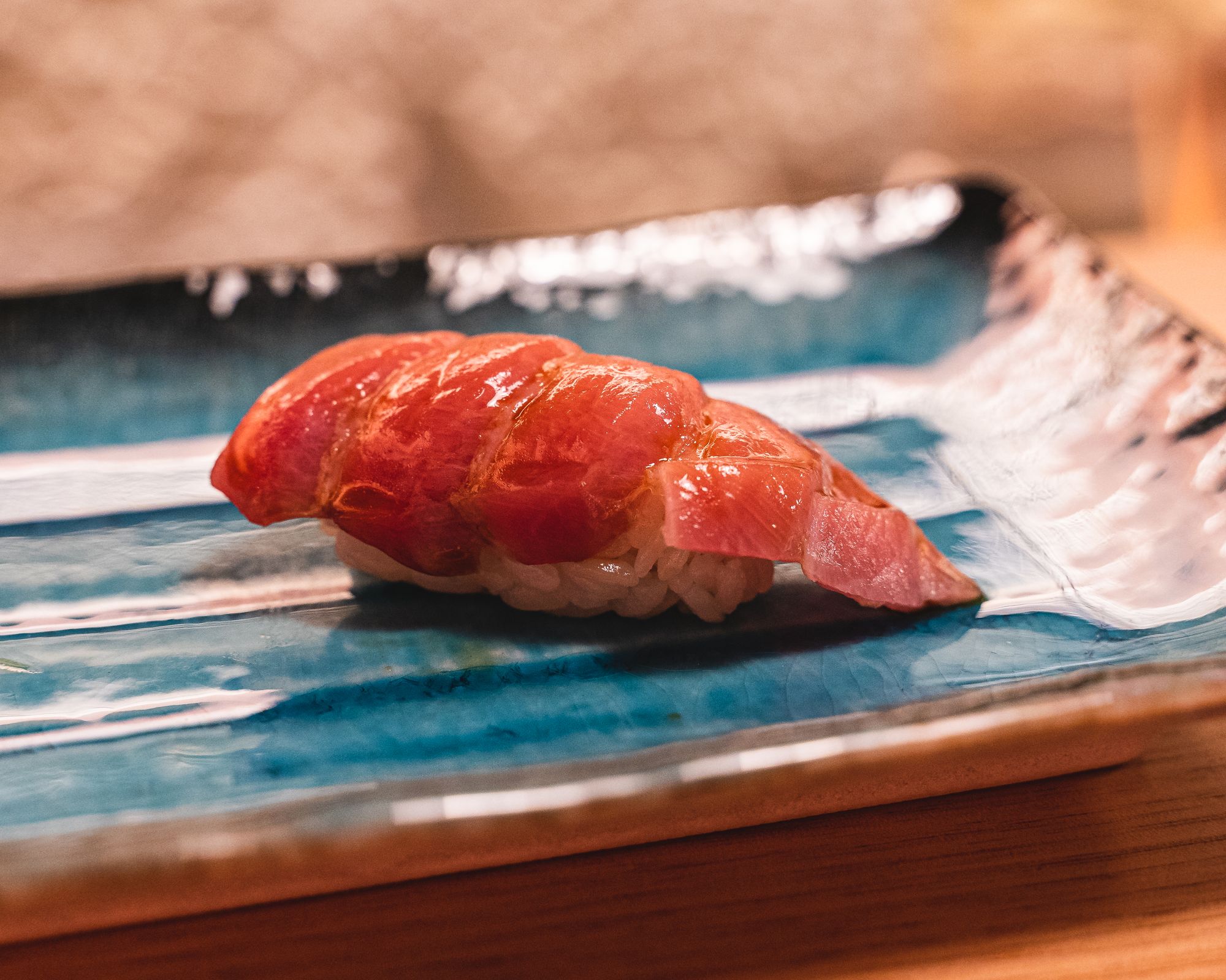 Close up of otoro nigiri