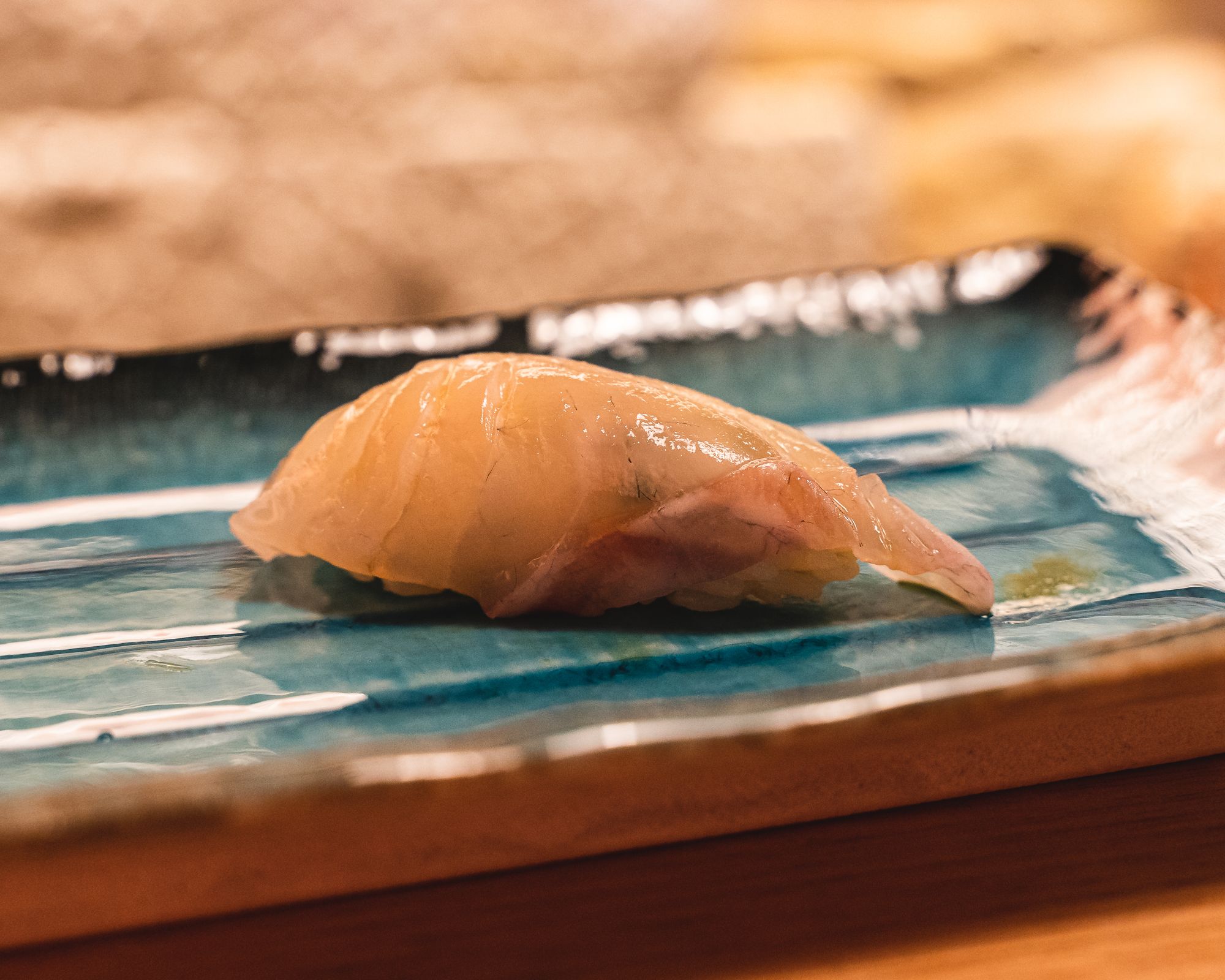 Close up of snapper nigiri