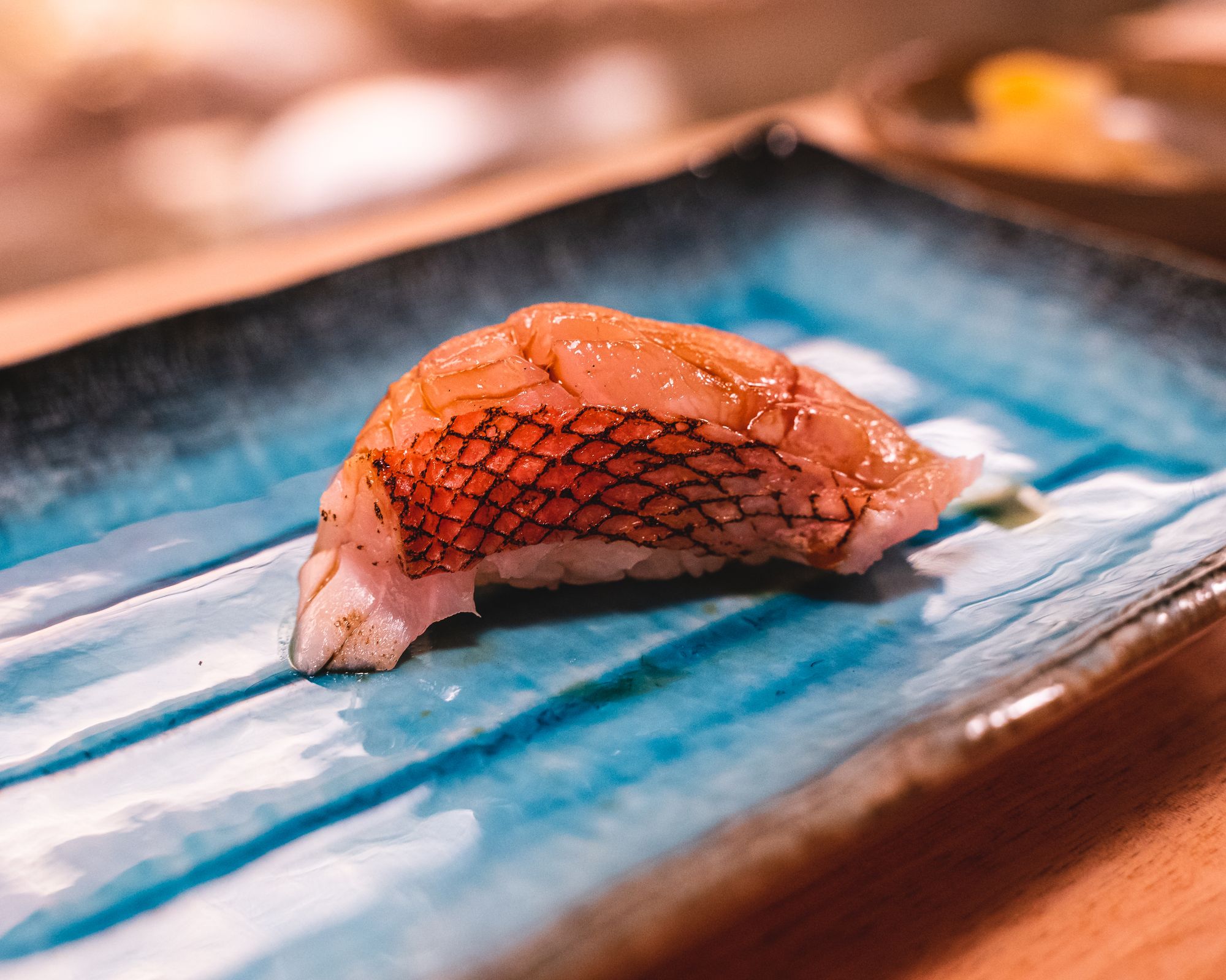 Close up of kinmedai nigiri