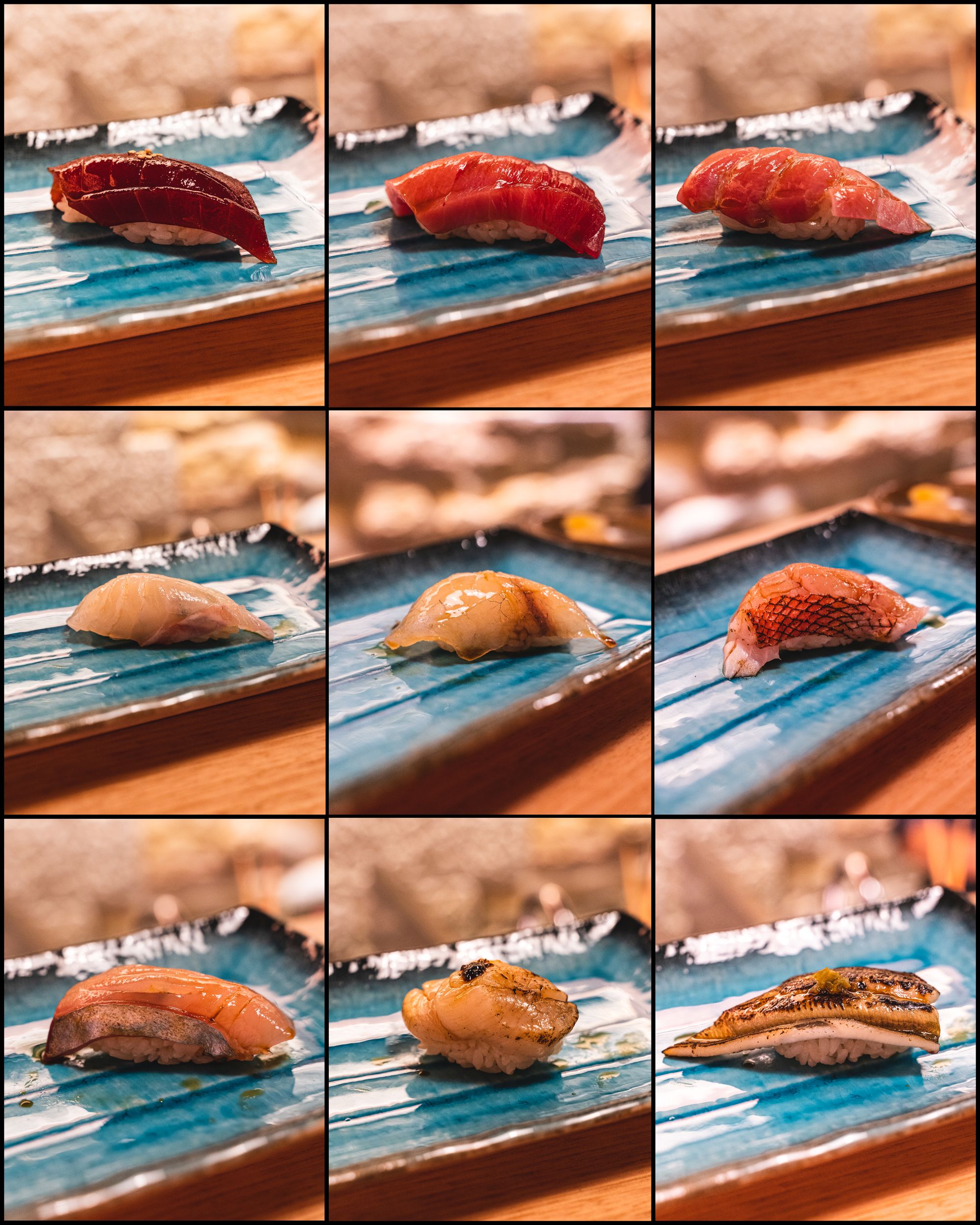 A collage of nigiri