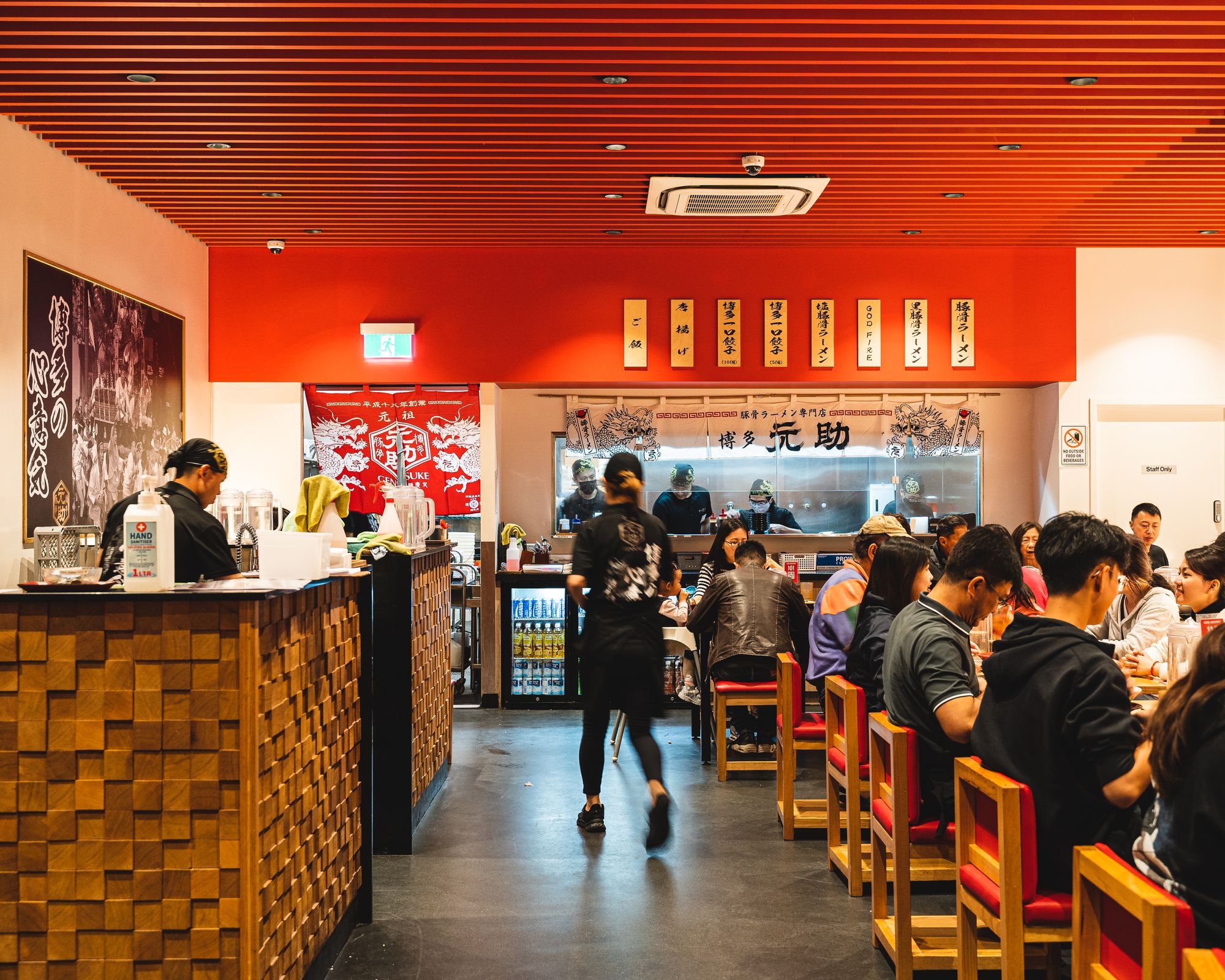 Bustling interior of restaurant