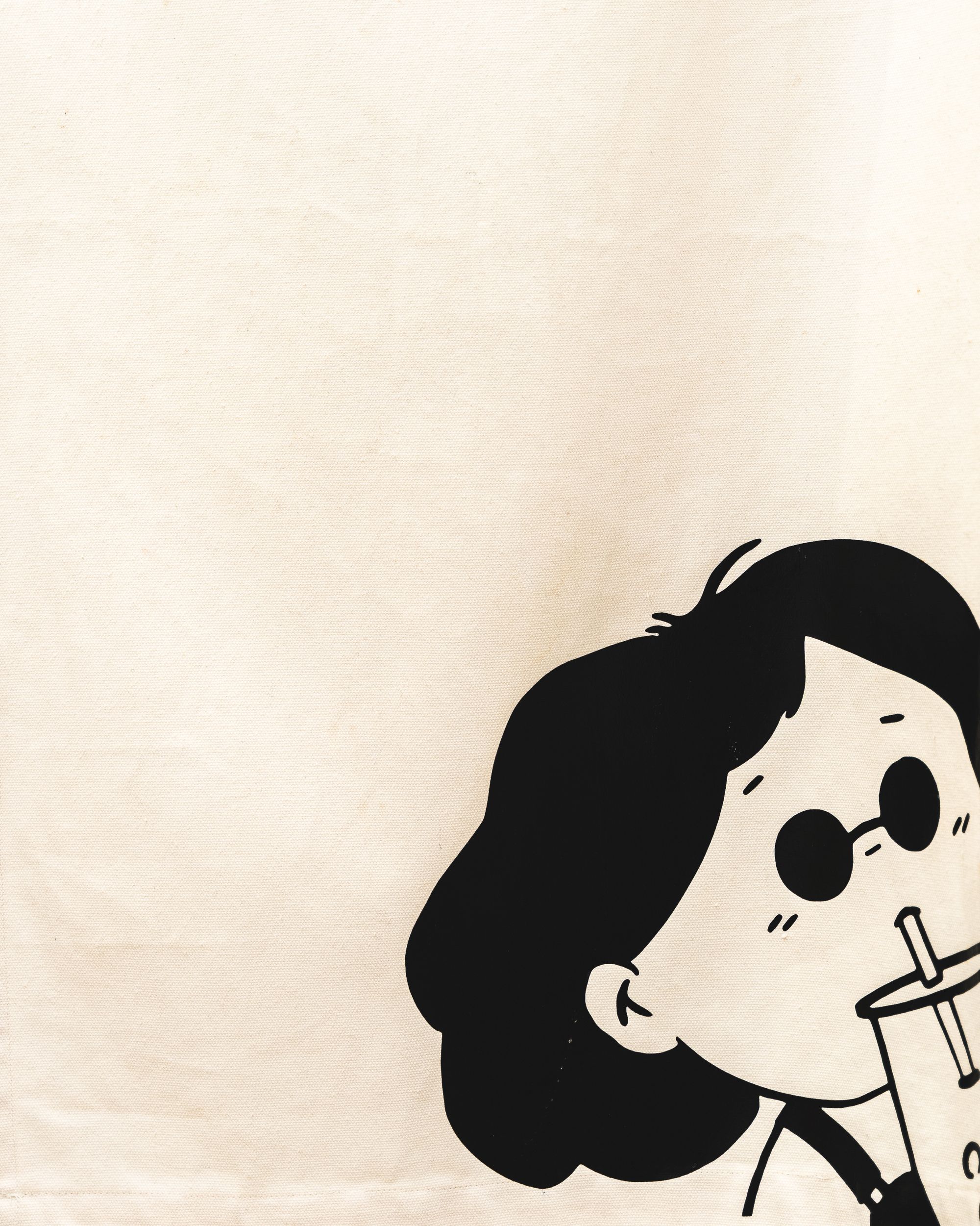 Cartoon lady sipping boba