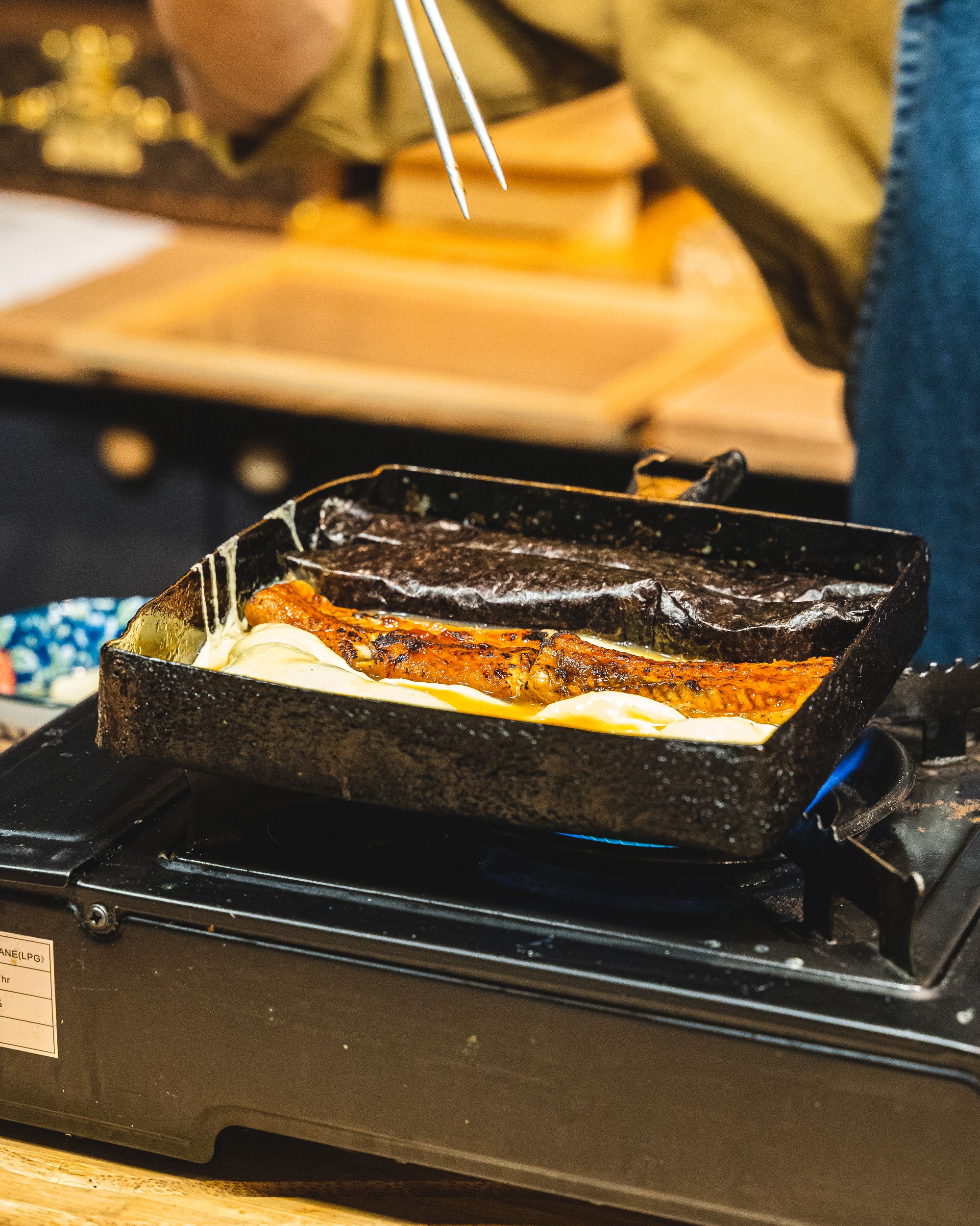 Chef making tamago (Japanese egg)