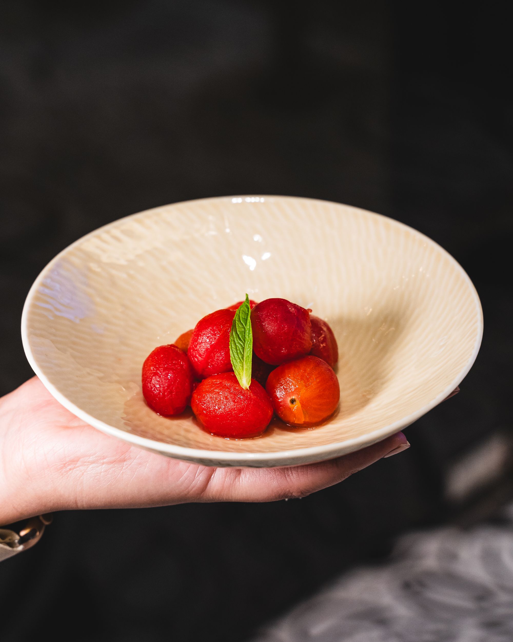 Close up of pickled cherry tomato 
