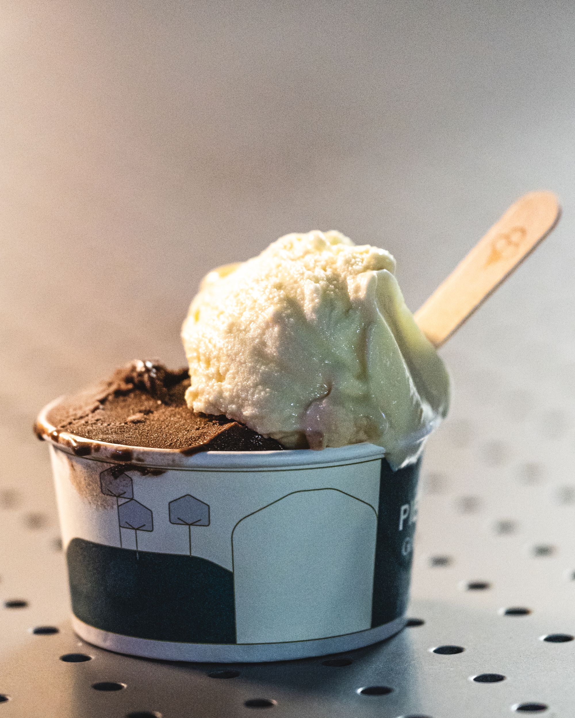 Close up of gelato in paper cup