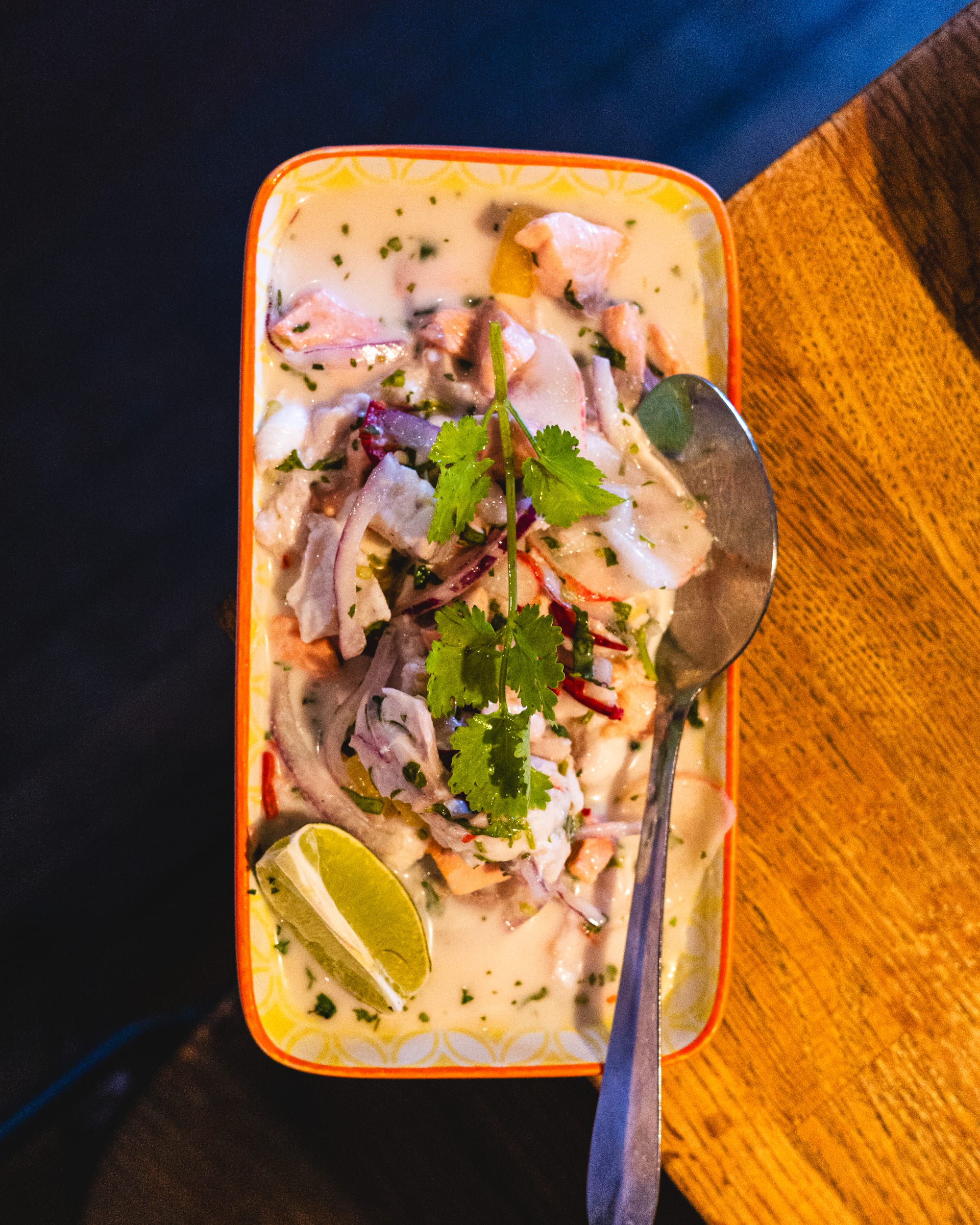 Top down shot of ceviche