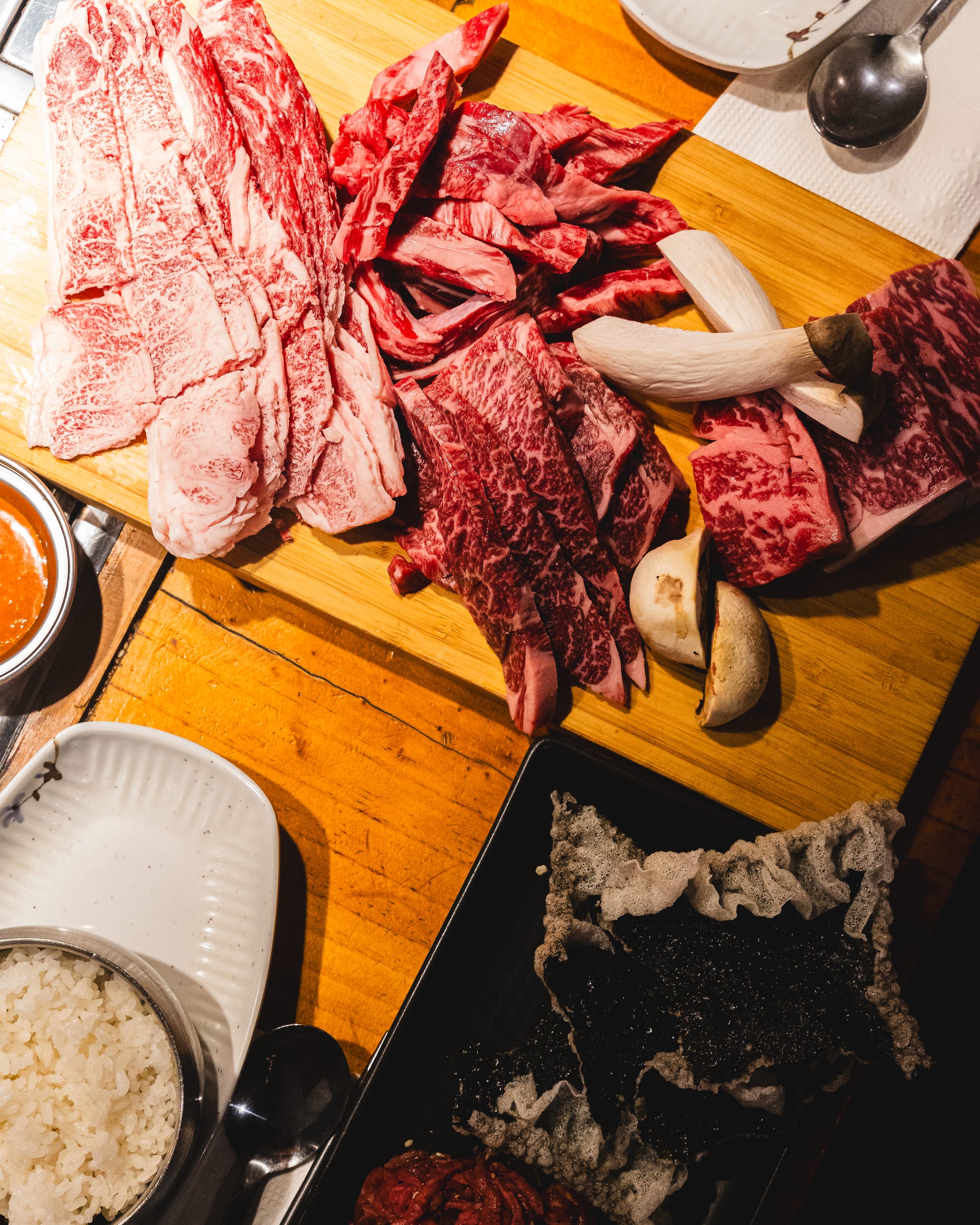 Assorted raw meat for Korean BBQ