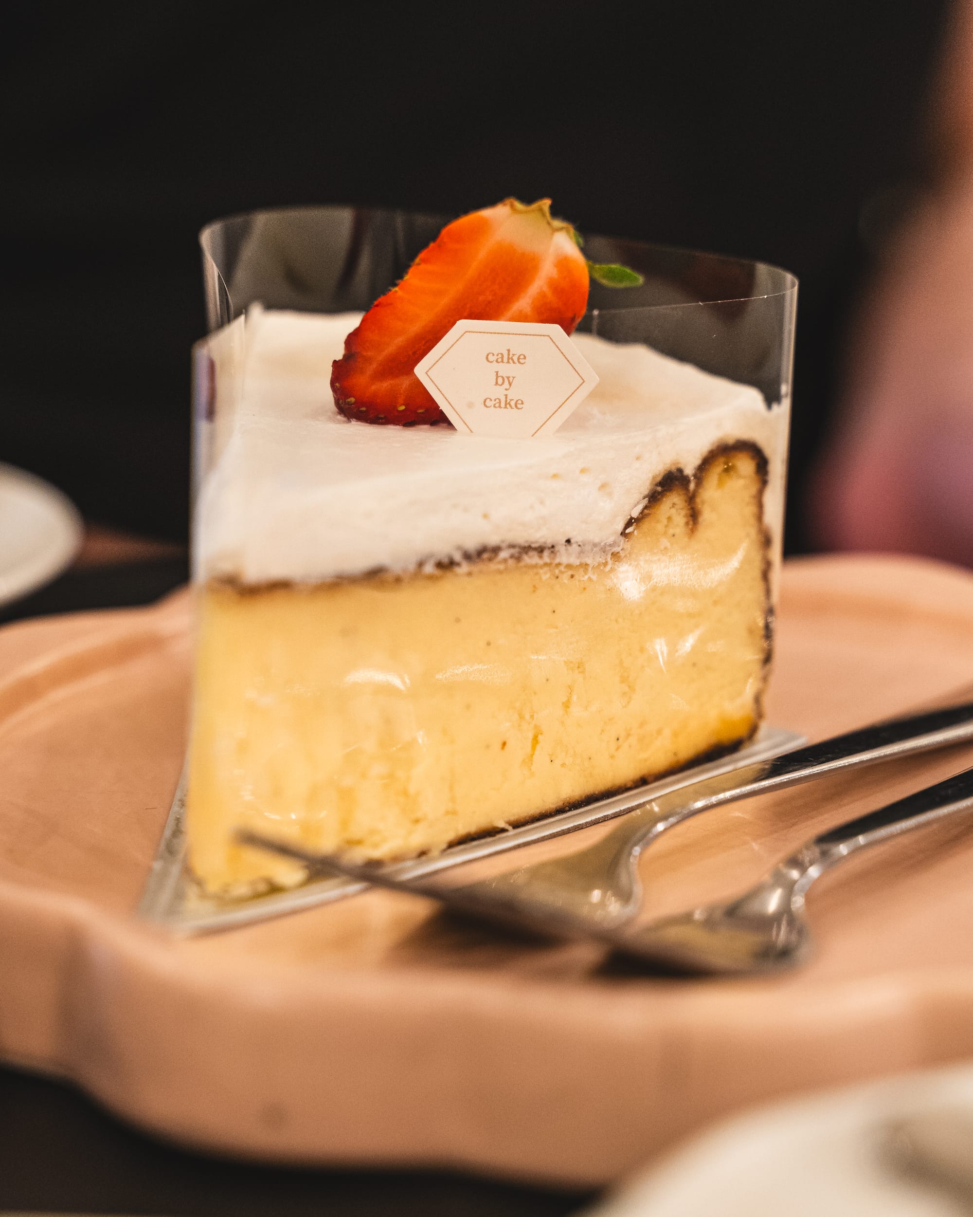 Close up of cheese cake with a fork