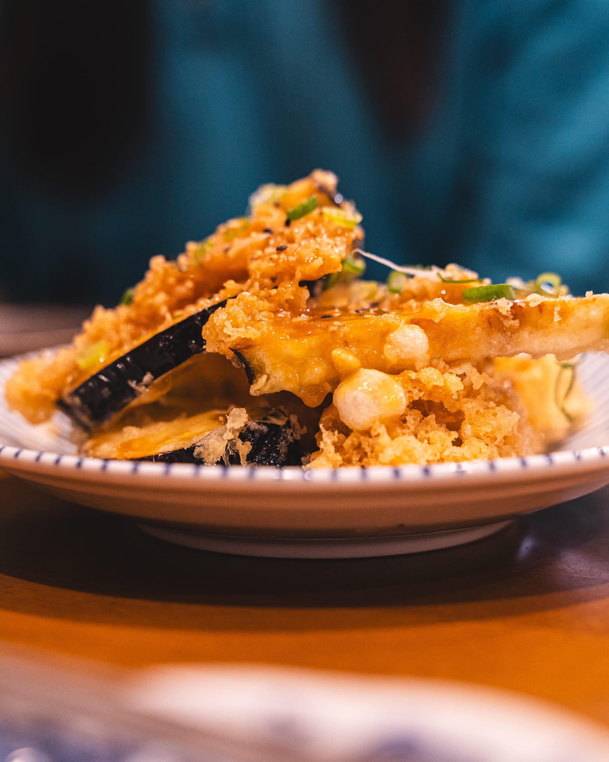 Close up of fried eggplant 