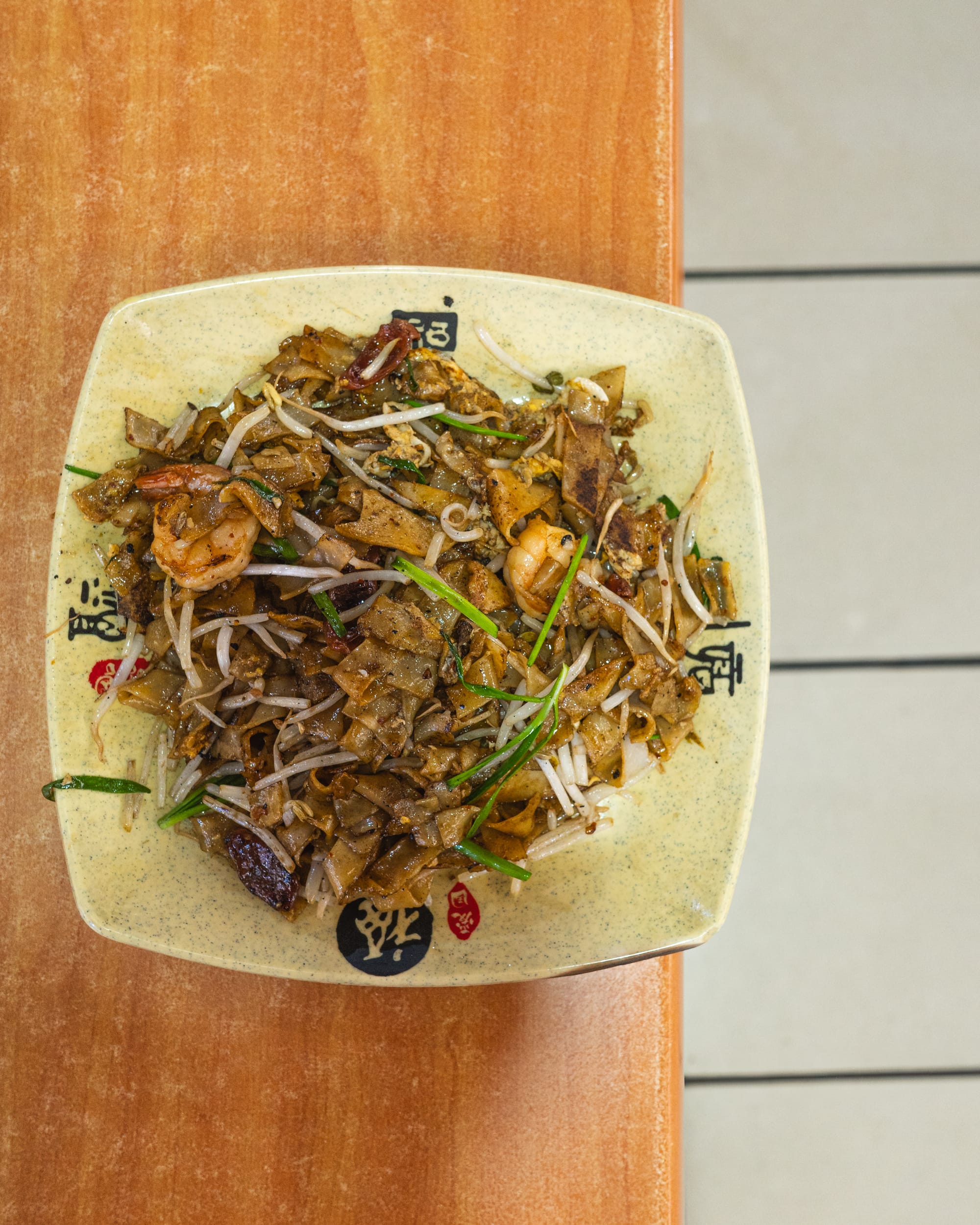 Top down shot of char kway teow