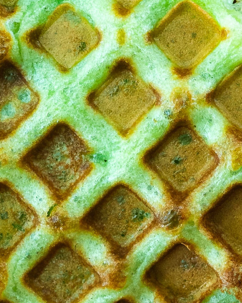 Close up of pandan waffle