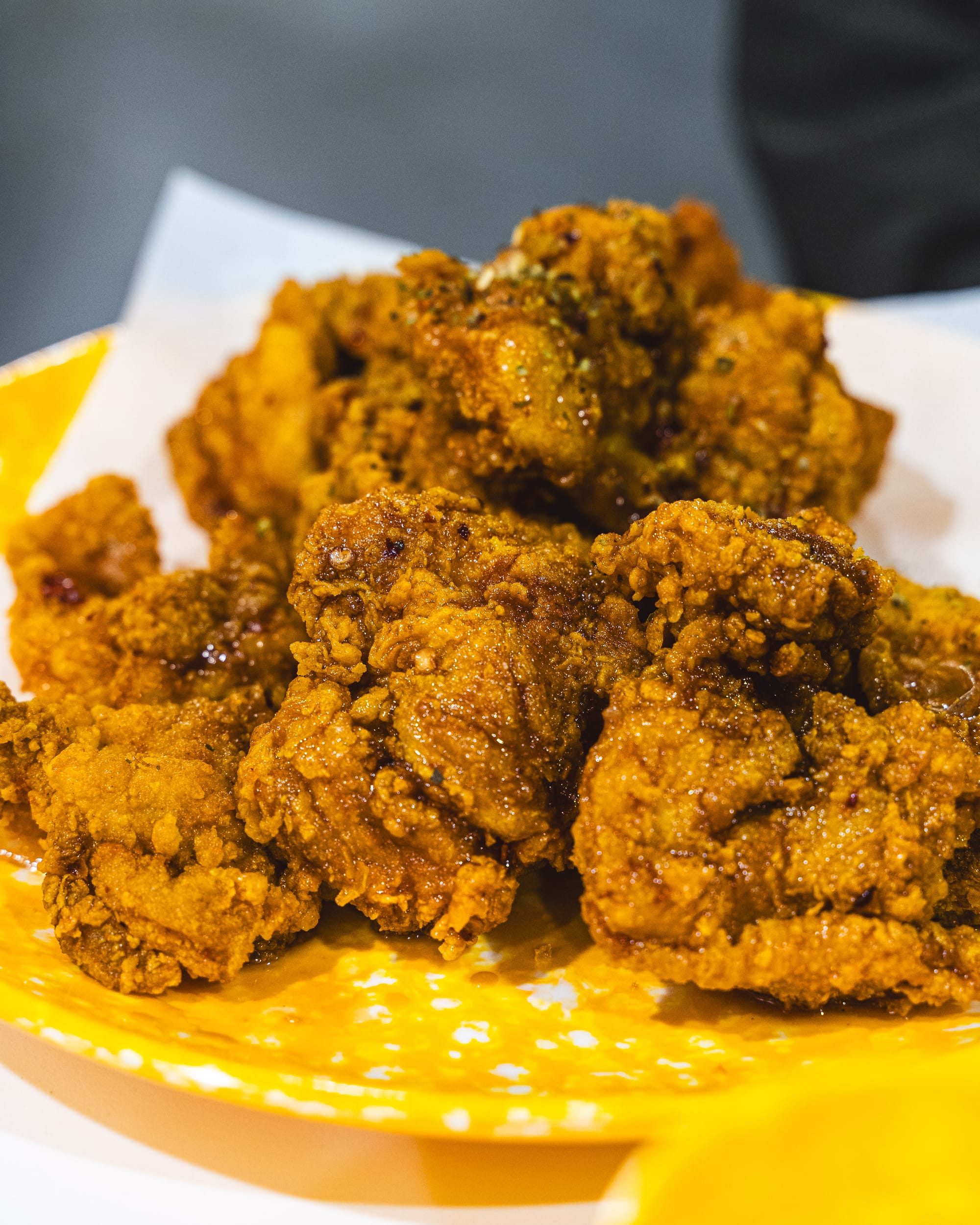Close up of soy fried chicken