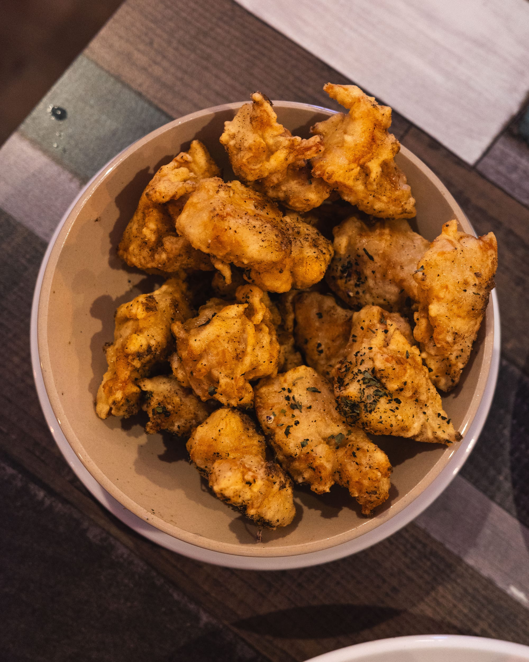 Top down shot of fried chicken bites