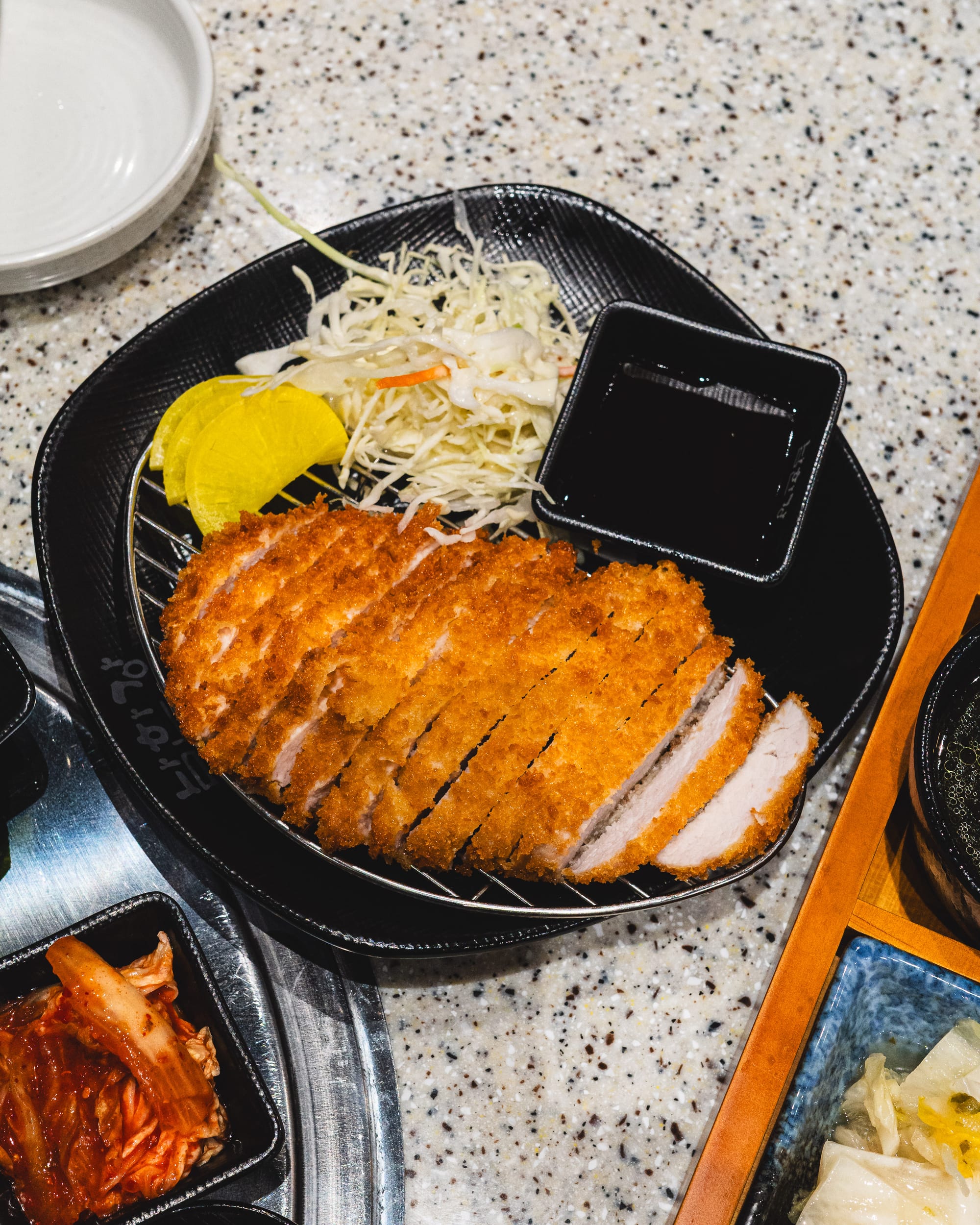 Close up shot of Korean fried pork cutlet